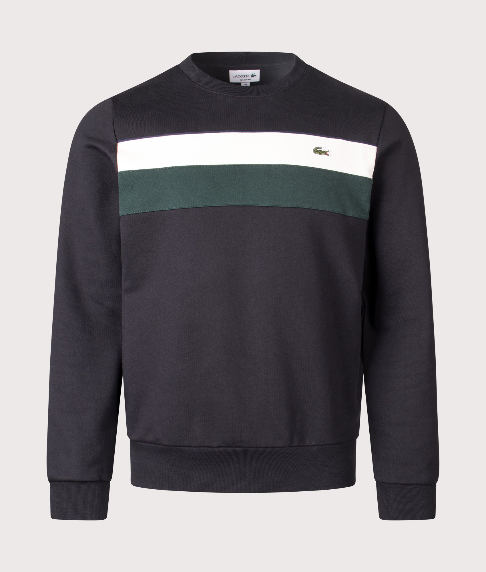 Colourblock Fleece Sweatshirt in Black/Lapland-Sinople . | 100% Cotton| Lacoste | Shot at EQVVS | Front shot 