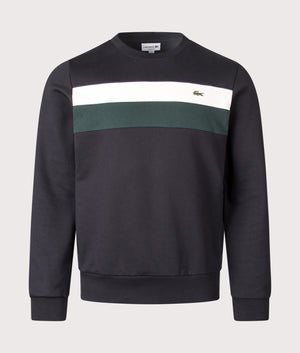Colourblock Fleece Sweatshirt in Black/Lapland-Sinople . | 100% Cotton| Lacoste | Shot at EQVVS | Front shot 