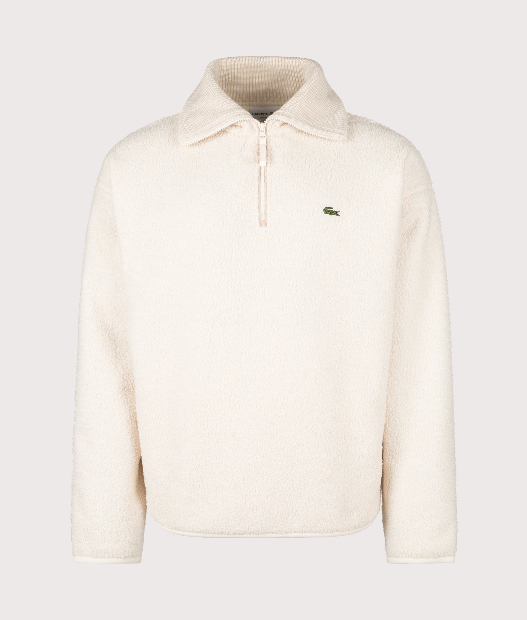 Relaxed Fit Quarter Zip Neck Polar Fleece Sweatshirt in Lapland | Lacoste | EQVVS | Front shot 