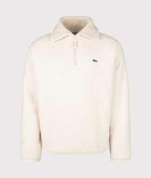 Relaxed Fit Quarter Zip Neck Polar Fleece Sweatshirt in Lapland | Lacoste | EQVVS | Front shot 
