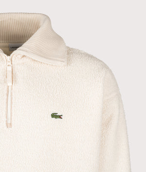 Relaxed Fit Quarter Zip Neck Polar Fleece Sweatshirt in Lapland | Lacoste | EQVVS | Front detail shot 