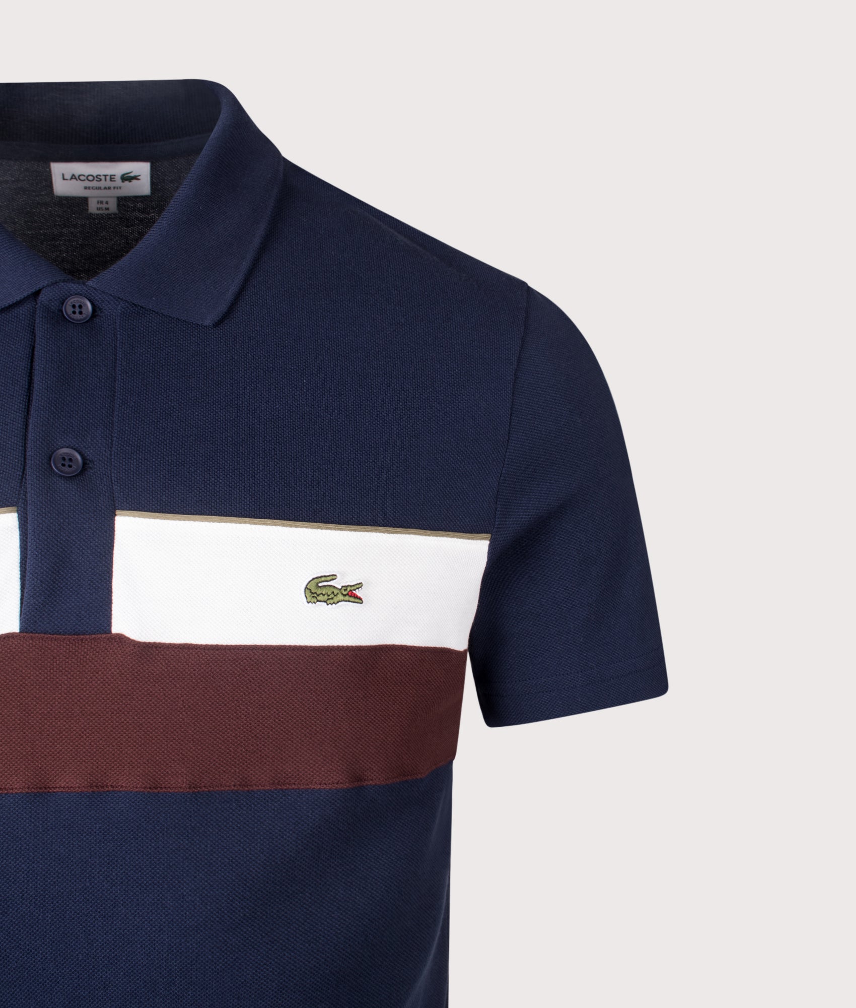 Colourblock Piqué Polo Shirt. Shot by EQVVS. Detail shot.
