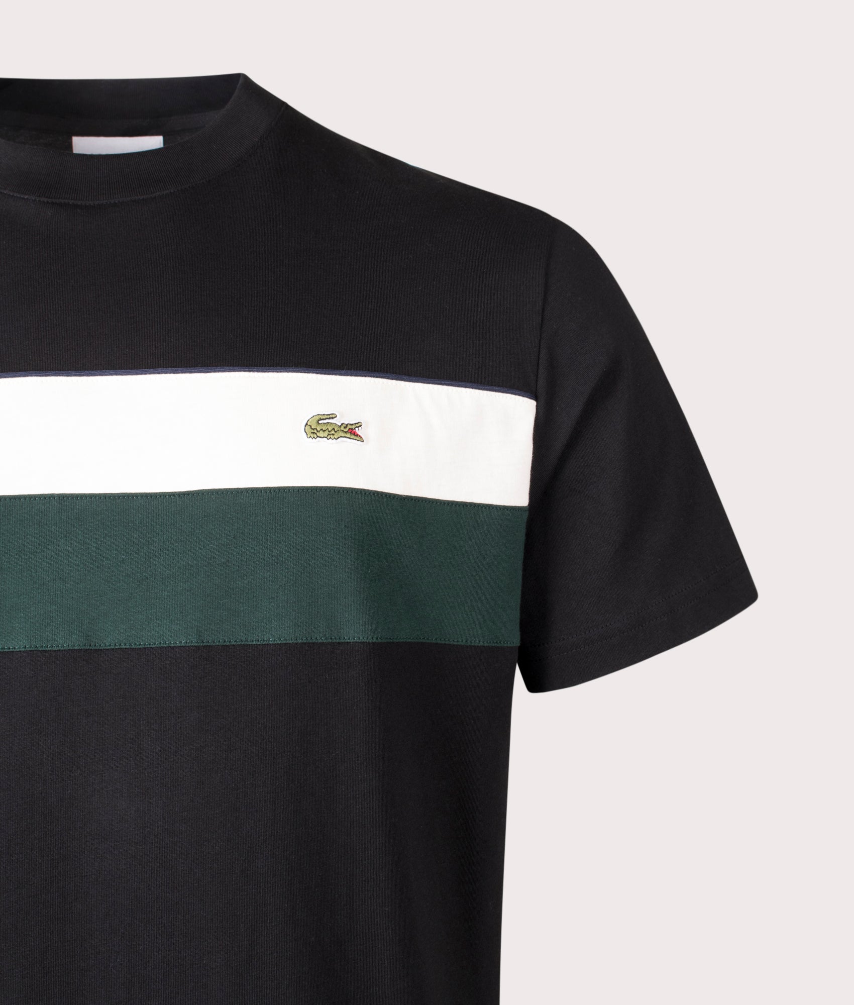 Colourblock Jersey T-Shirt in Black/Lapland-Sinople. Cotton-blend | PS Paul Smith | Shot at EQVVS | Front detail shot 