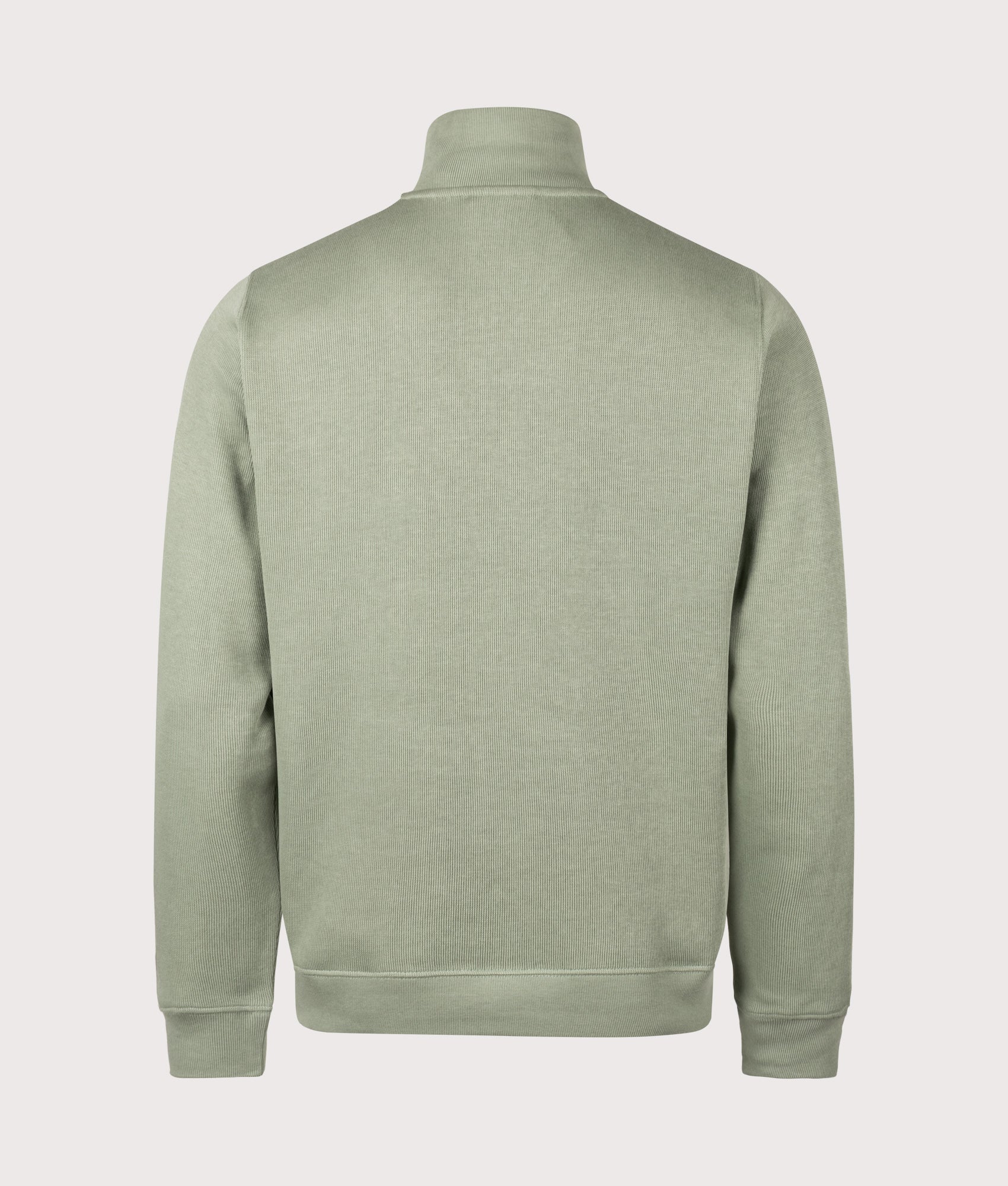 Quarter Zip Sweatshirt by Lacoste in Thyme. Shot by EQVVS. Back shot.