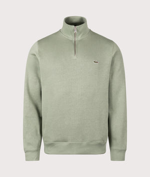 Quarter Zip Sweatshirt by Lacoste in Thyme. Shot by EQVVS. Front shot.