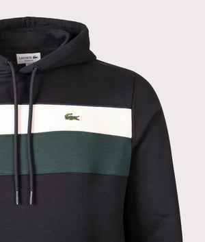 Colourblock Hoodie in Black/Lapland-Sinople. 100% Cotton  | PS Paul Smith | Shot at EQVVS | Front detail shot 
