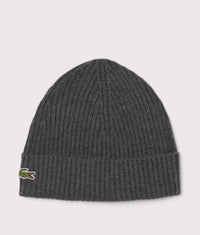 Rib Knit Brushed Wool Beanie: 050 Pitch Chine 