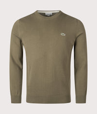 Monochrome Crew Neck Cotton Sweatshirt: E9F Khaki Green 