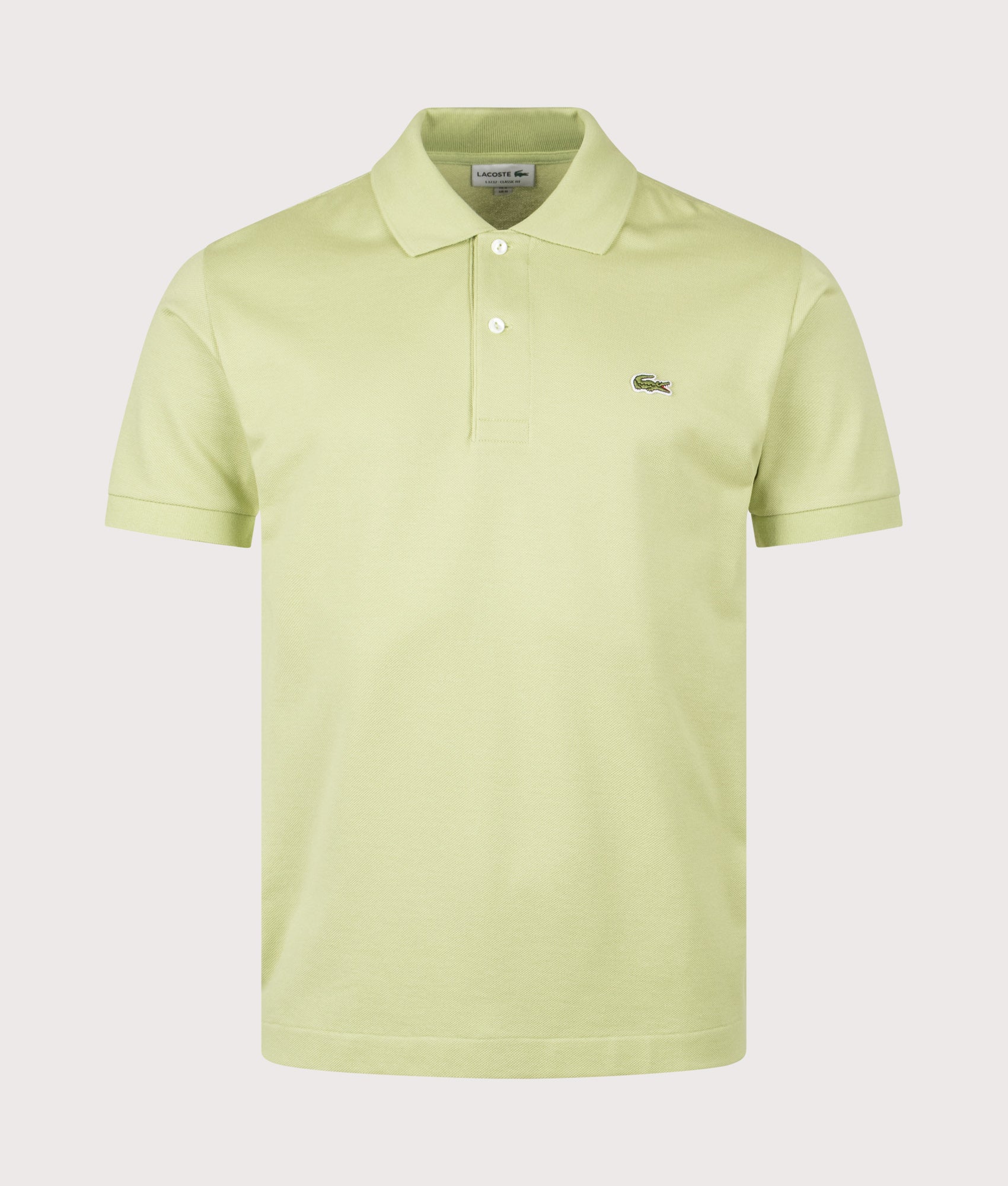 Lacoste Classic Fit L1212 Croc Logo Polo Shirt in Birch at EQVVS Menswear. Front shot.