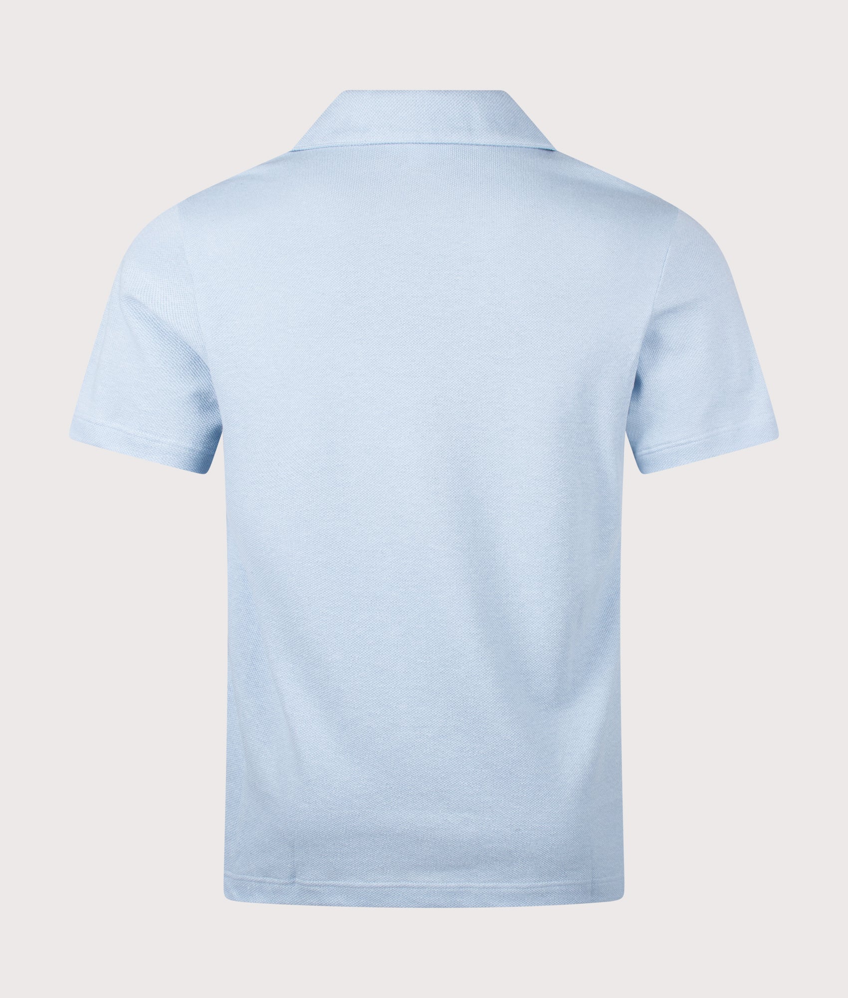 Lacoste Cotton-Linen Polo Shirt in Chambray at EQVVS Menswear. Back shot.