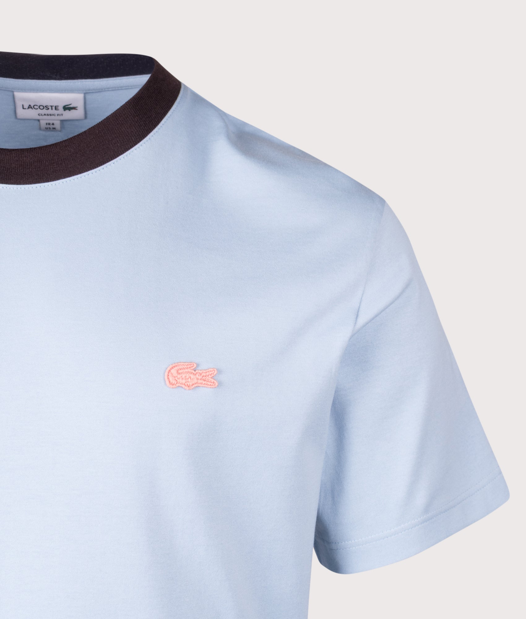 Lacoste Contrast Collar T-Shirt in Chambray at EQVVS Menswear. Detail shot.