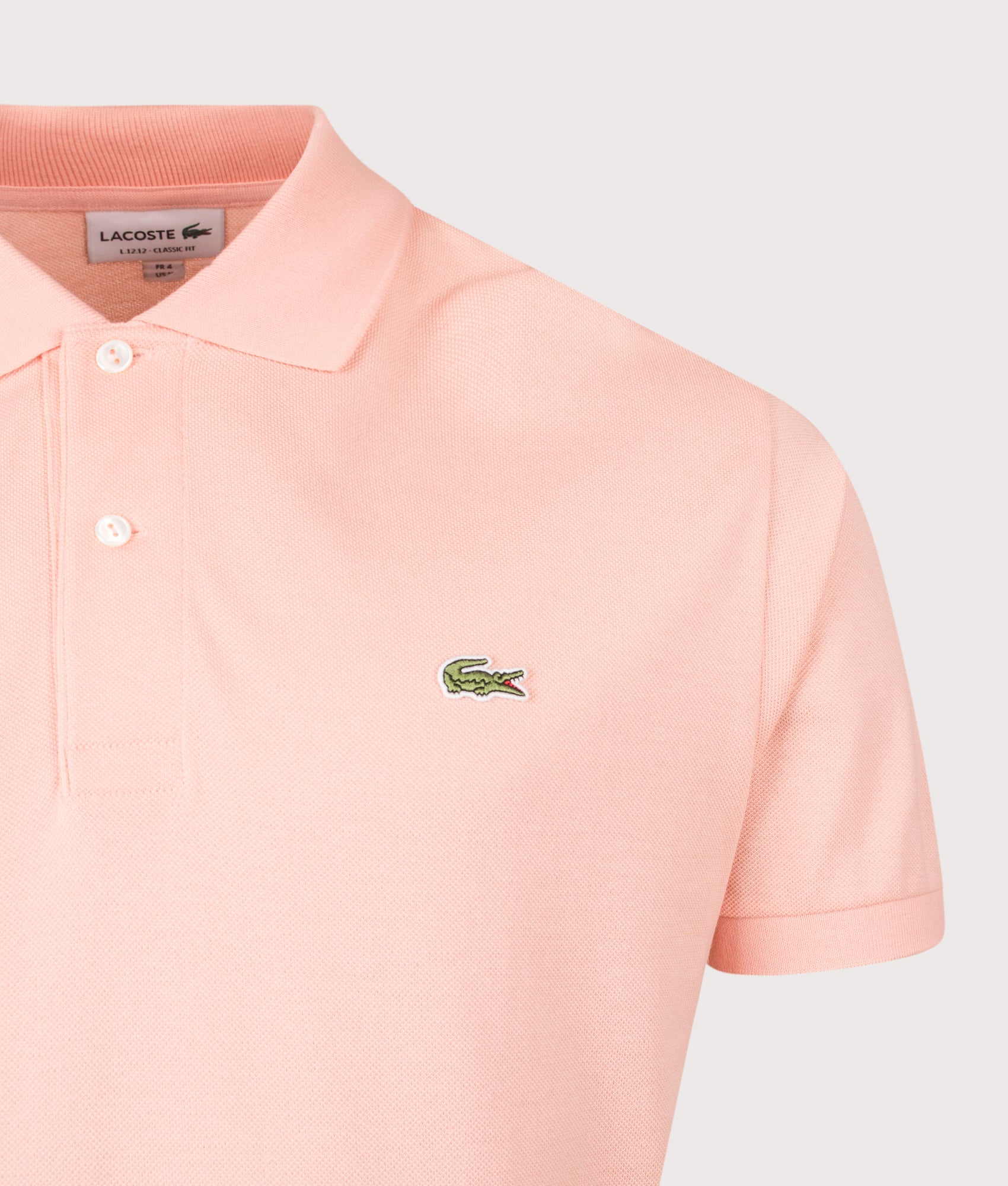 Lacoste Classic Fit L1212 Croc Logo Polo Shirt in Miami at EQVVS Menswear. Detail shot.