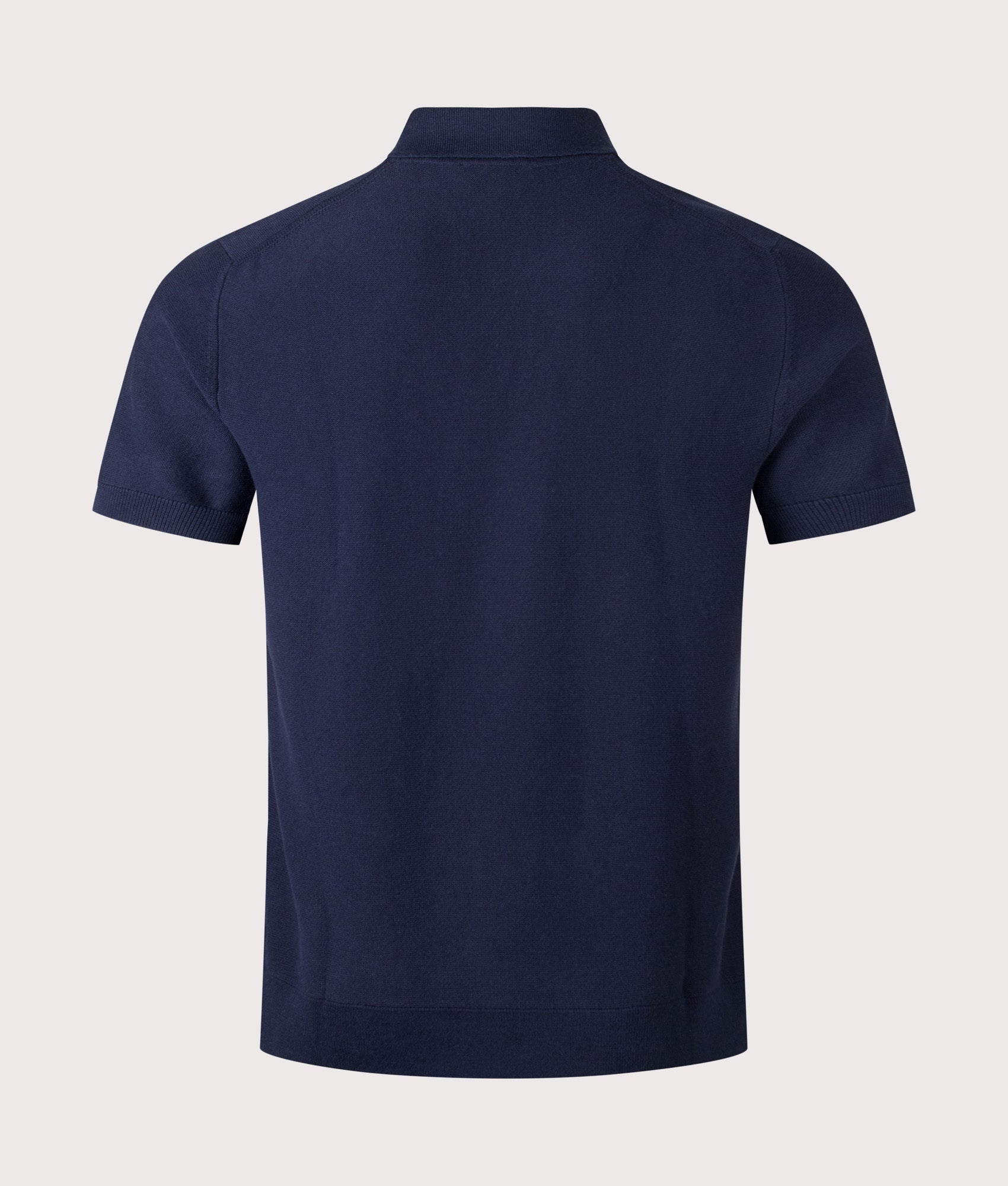 Lacoste Classic Fit Knitted Polo Shirt in Navy Blue at EQVVS Menswear. Back shot.