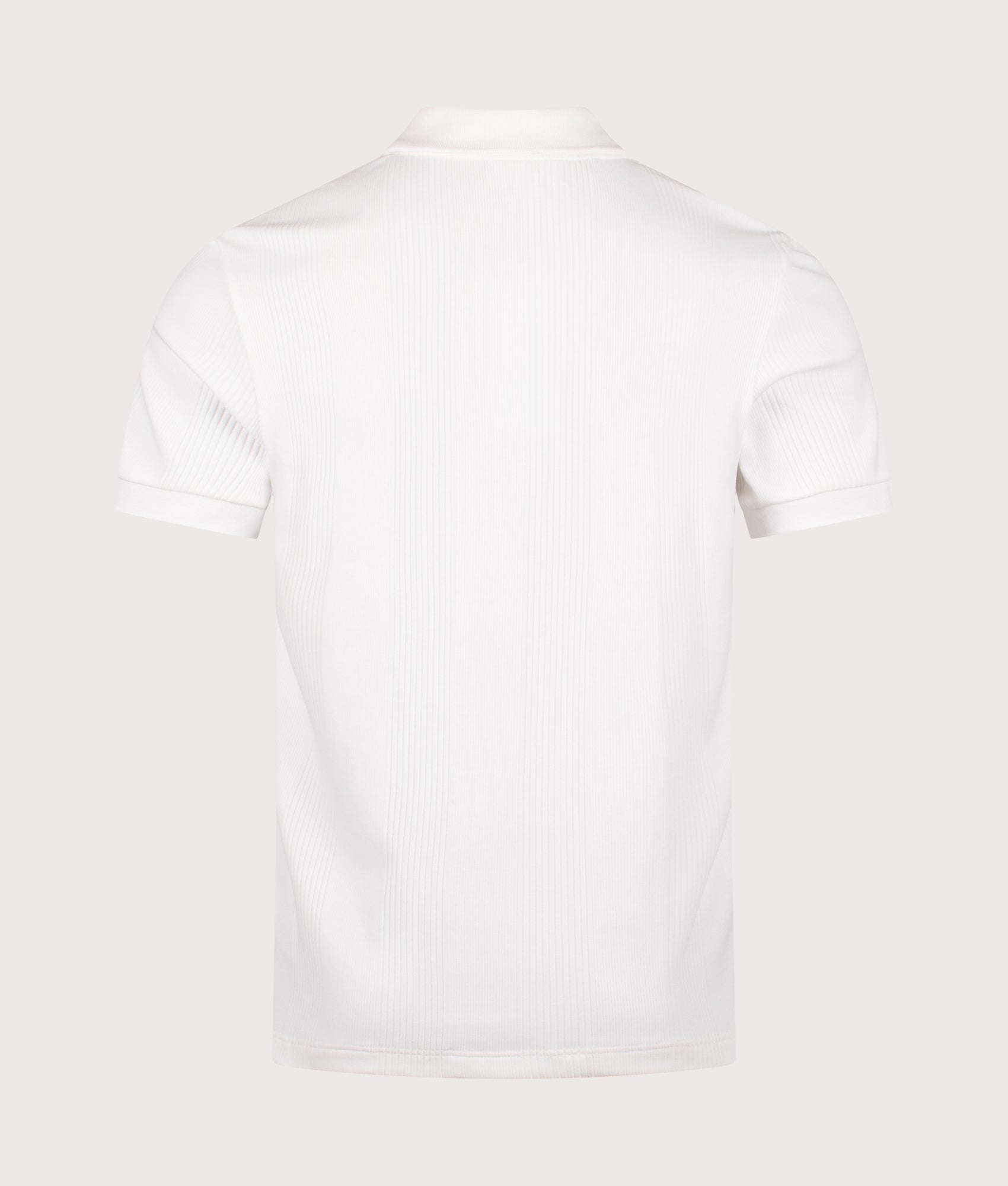 Lacoste Ribbed Polo Shirt in Flour at EQVVS Menswear. Back shot.
