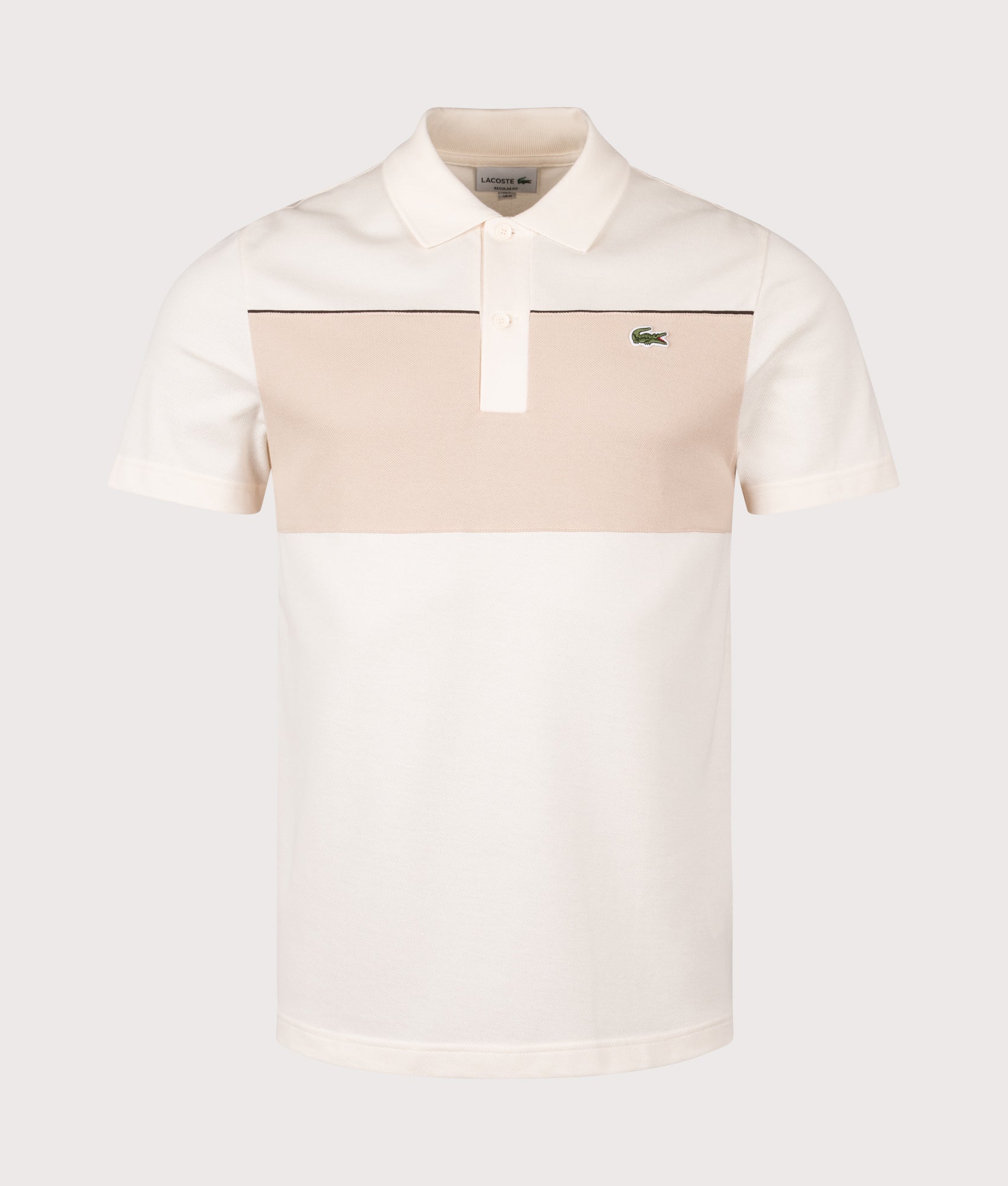 Lacoste Colour Block Piqué Polo Shirt Lapland and Lionne at EQVVS Menswear. Front shot.