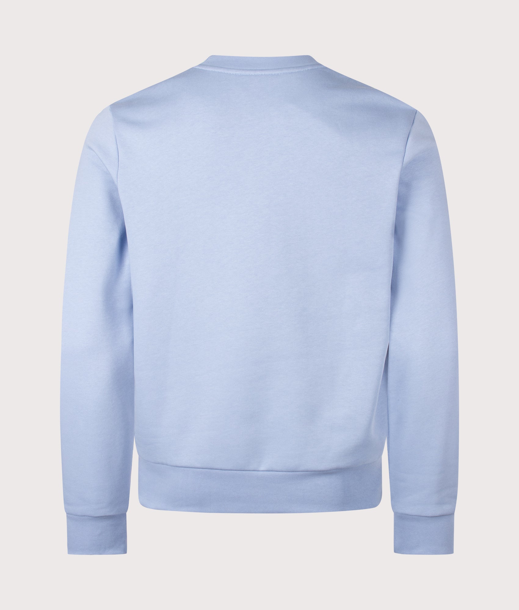 Lacoste Relaxed Fit Brushed Cotton Sweatshirt in Light Blue at EQVVS Menswear. Back shot.