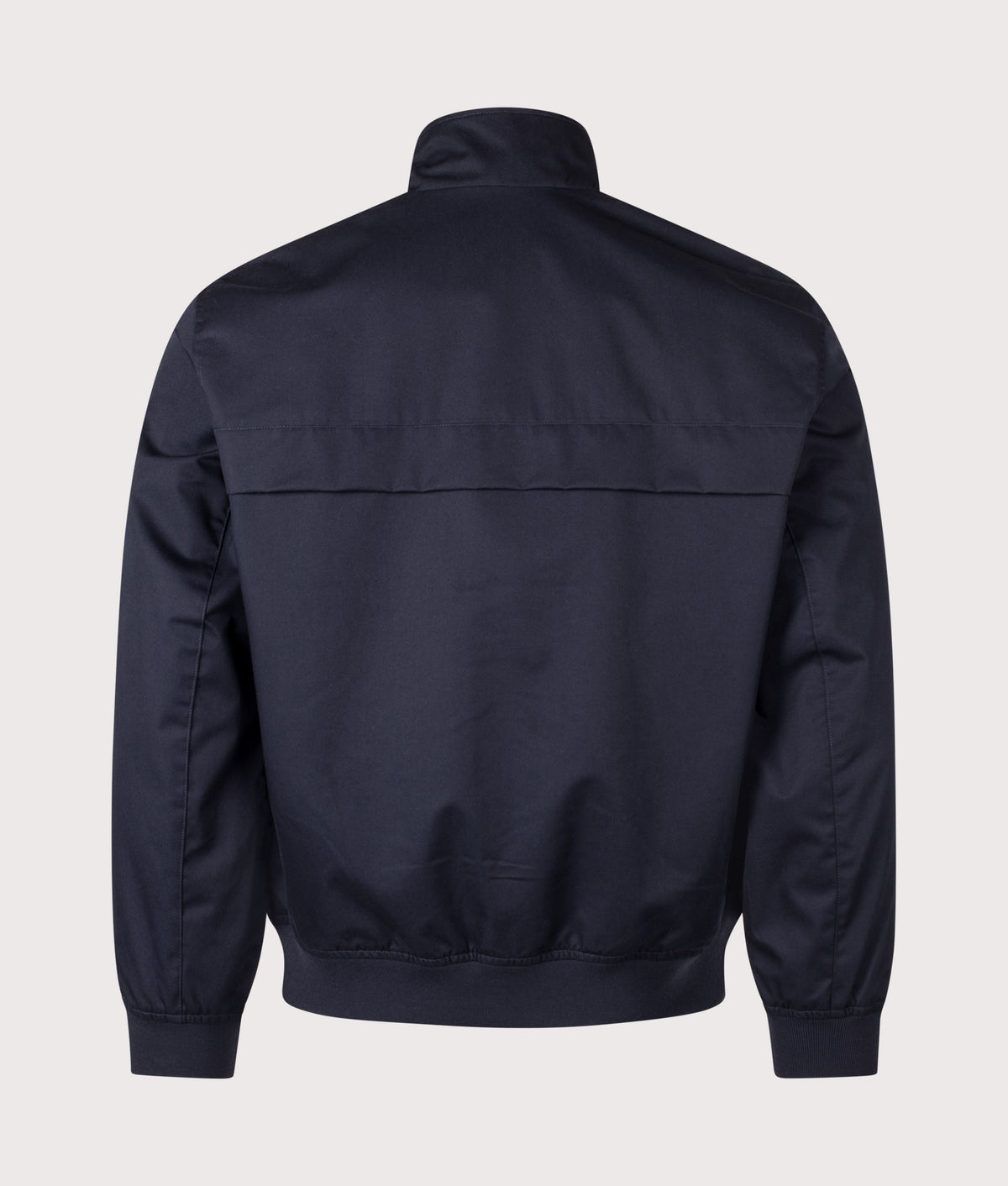 Lacoste Regular Fit Water-Repellent Twill Harrington Jacket in Abysm at EQVVS Menswear. Back shot.