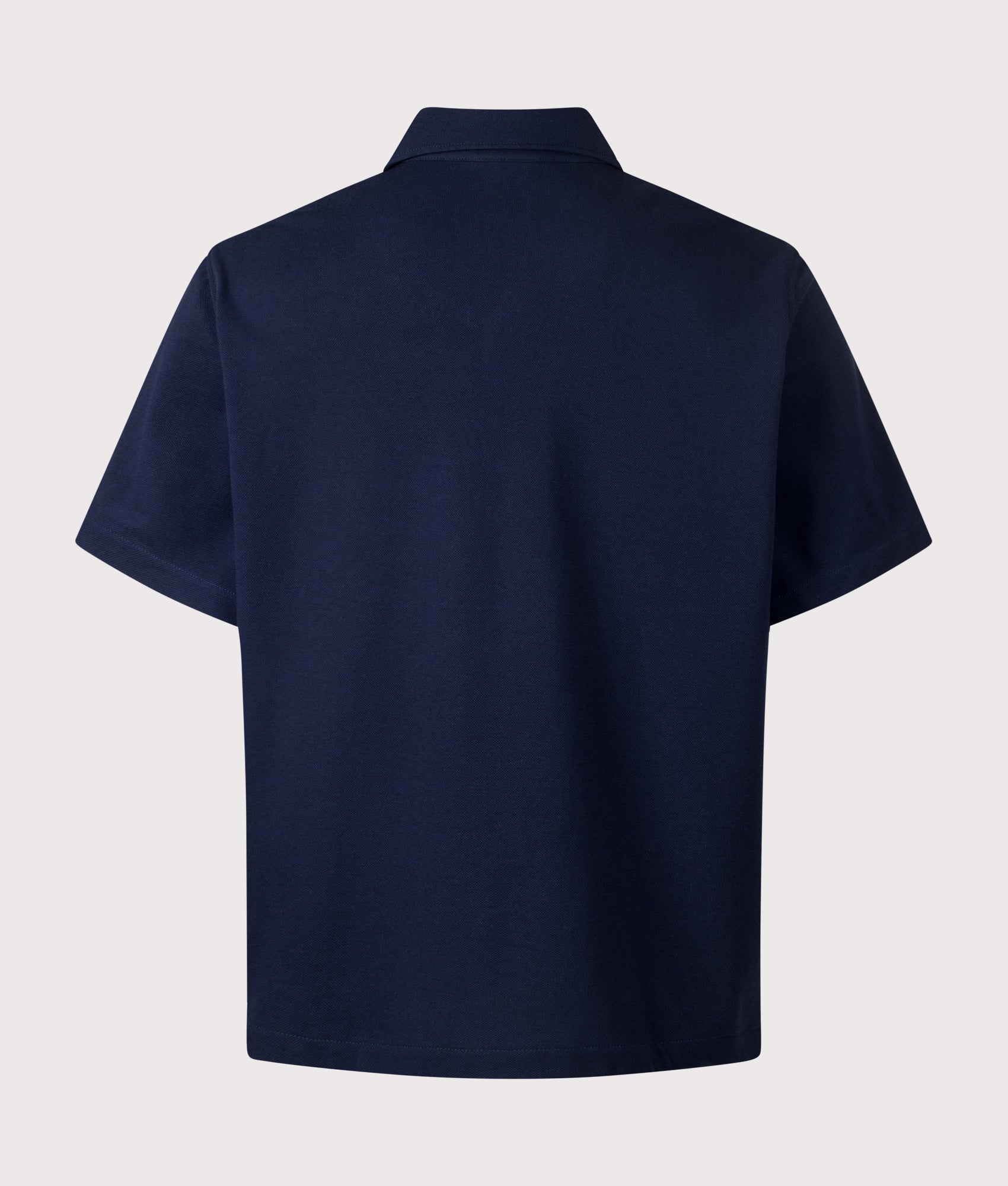 Lacoste Short Sleeve Casual Shirt in Navy Blue at EQVVS Menswear. Back shot.