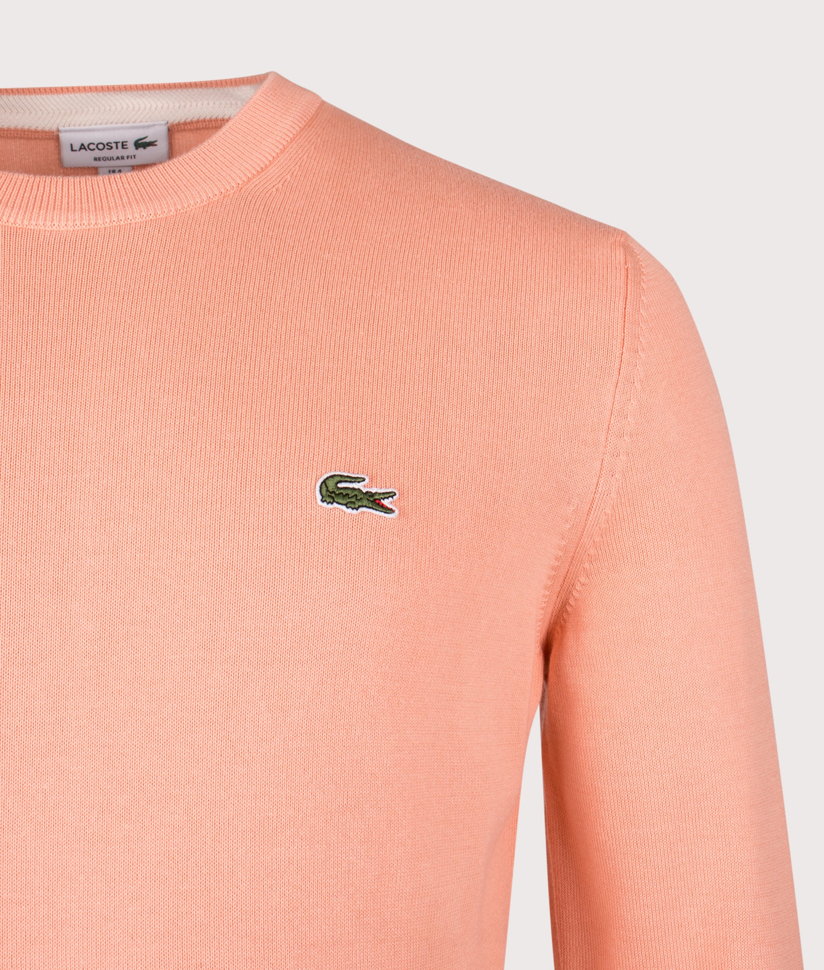 Lacoste Croc Logo Knitted Jumper in Miami at EQVVS Menswear. Detail shot.