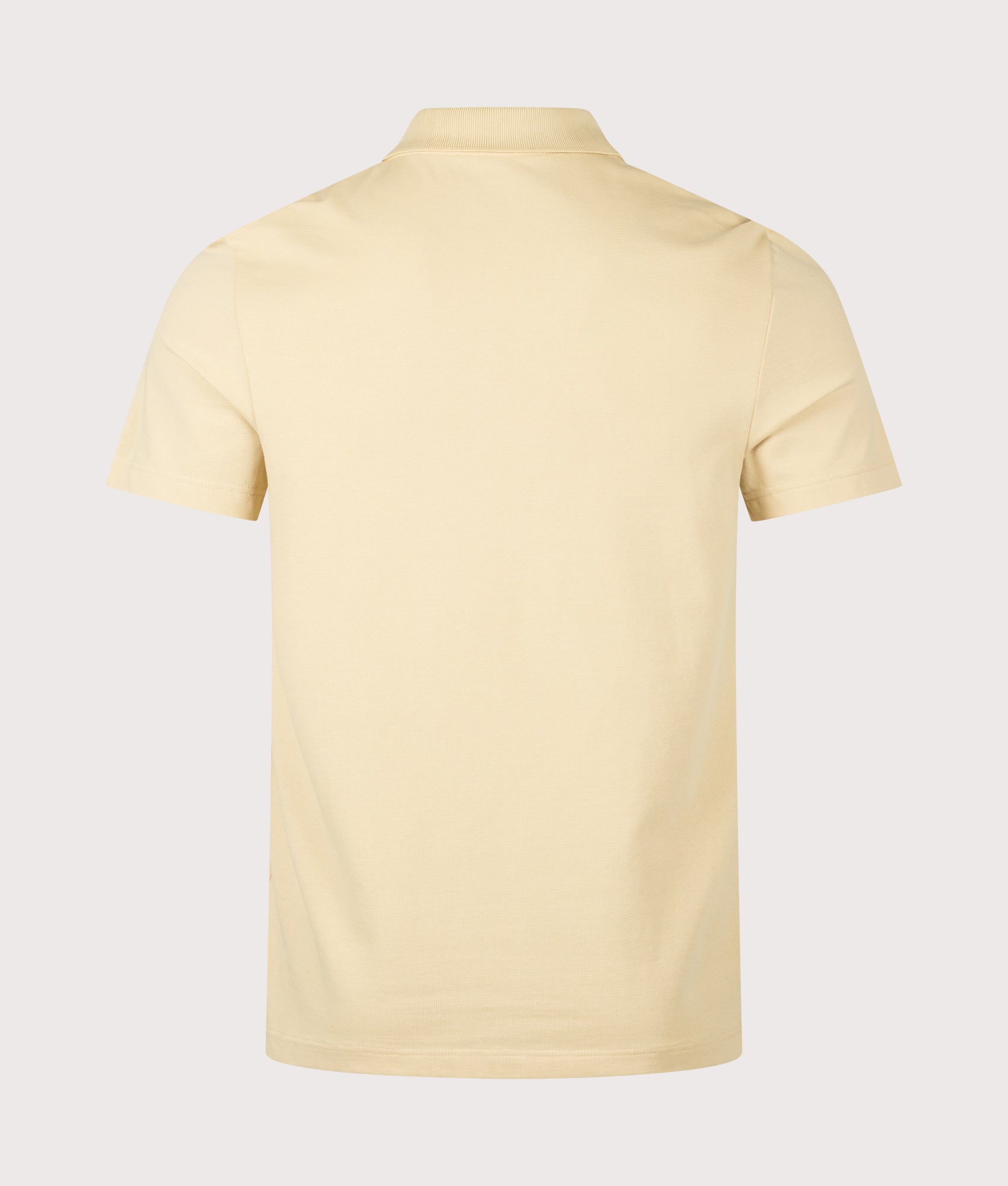 Lacoste Regular Fit Cotton Blend Polo Shirt in Beige at EQVVS Menswear. Back shot.