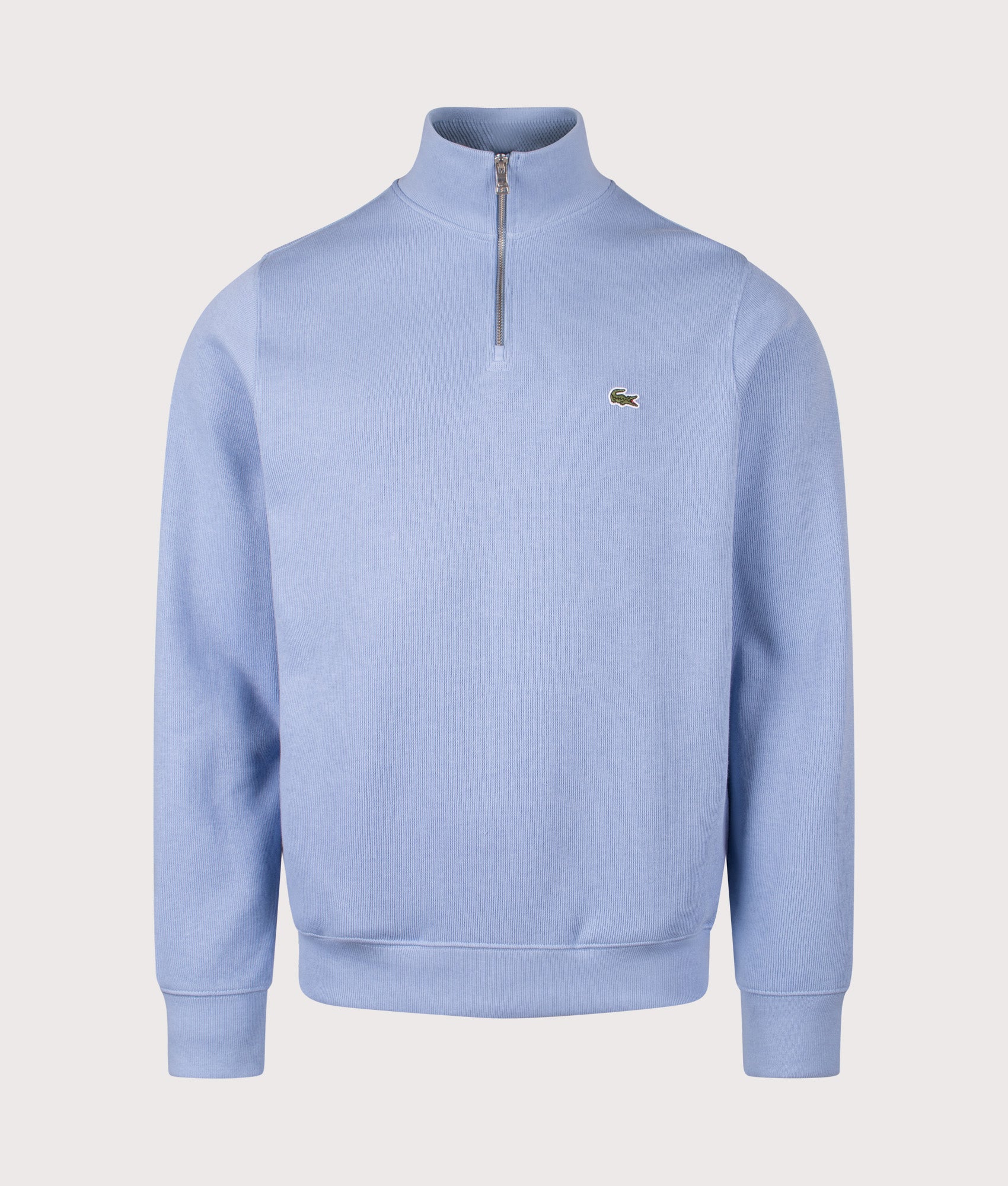 Lacoste Quarter Zip Croc Logo Sweatshirt in Aphylla at EQVVS Menswear. Front shot.