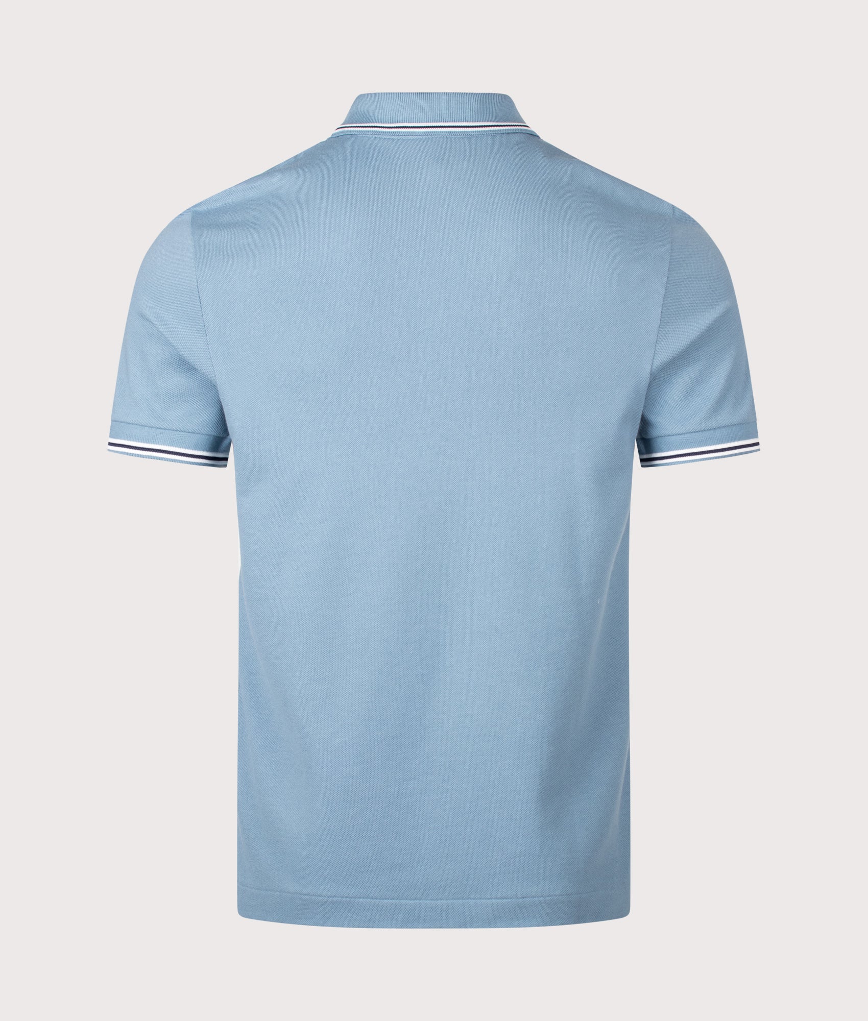 Lacoste Regular Fit Tipped Polo Shirt in Grayish Blue at EQVVS Menswear. Back shot.