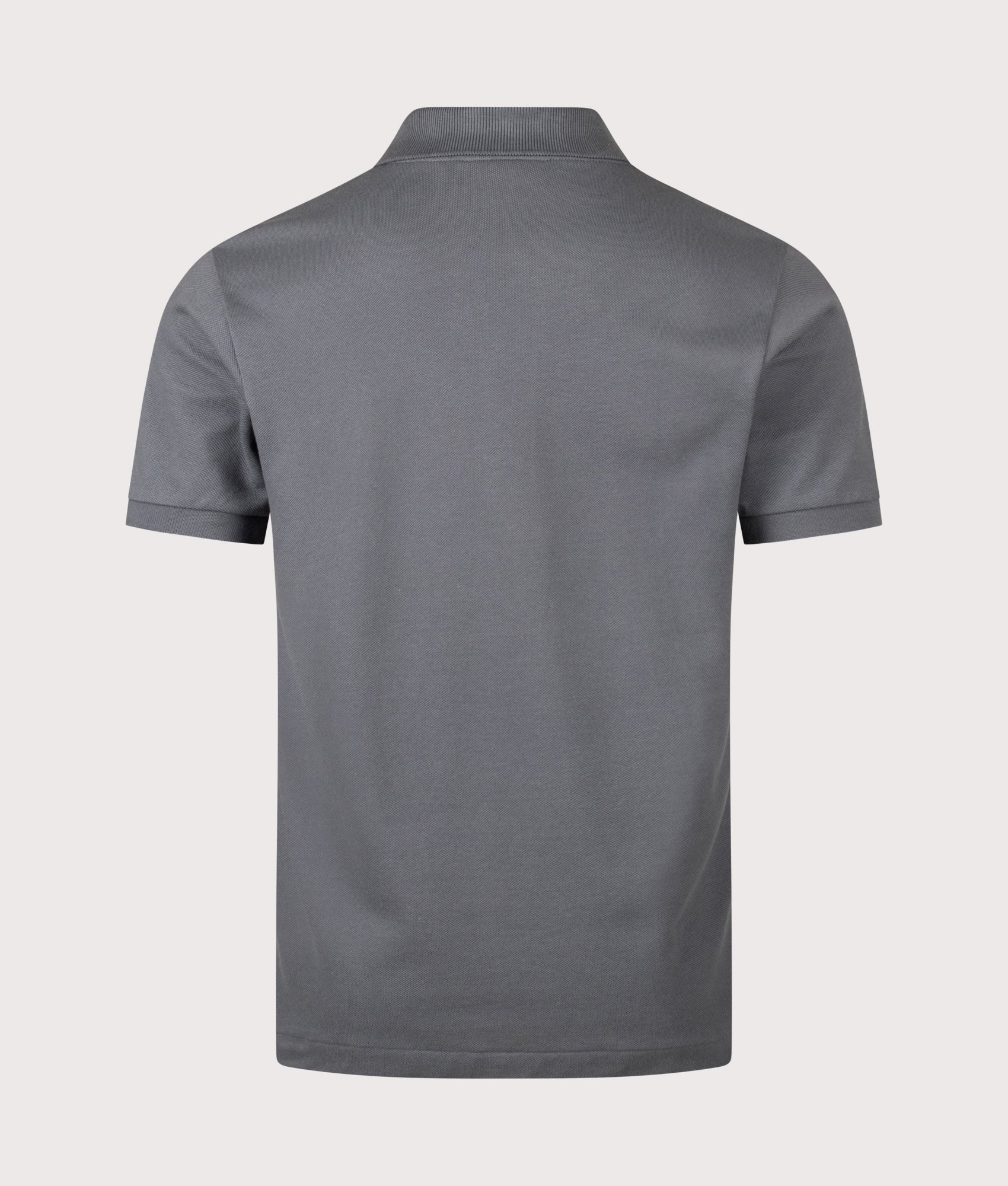 Lacoste Classic Fit L1212 Croc Logo Polo Shirt in Grey at EQVVS Menswear. Back shot.