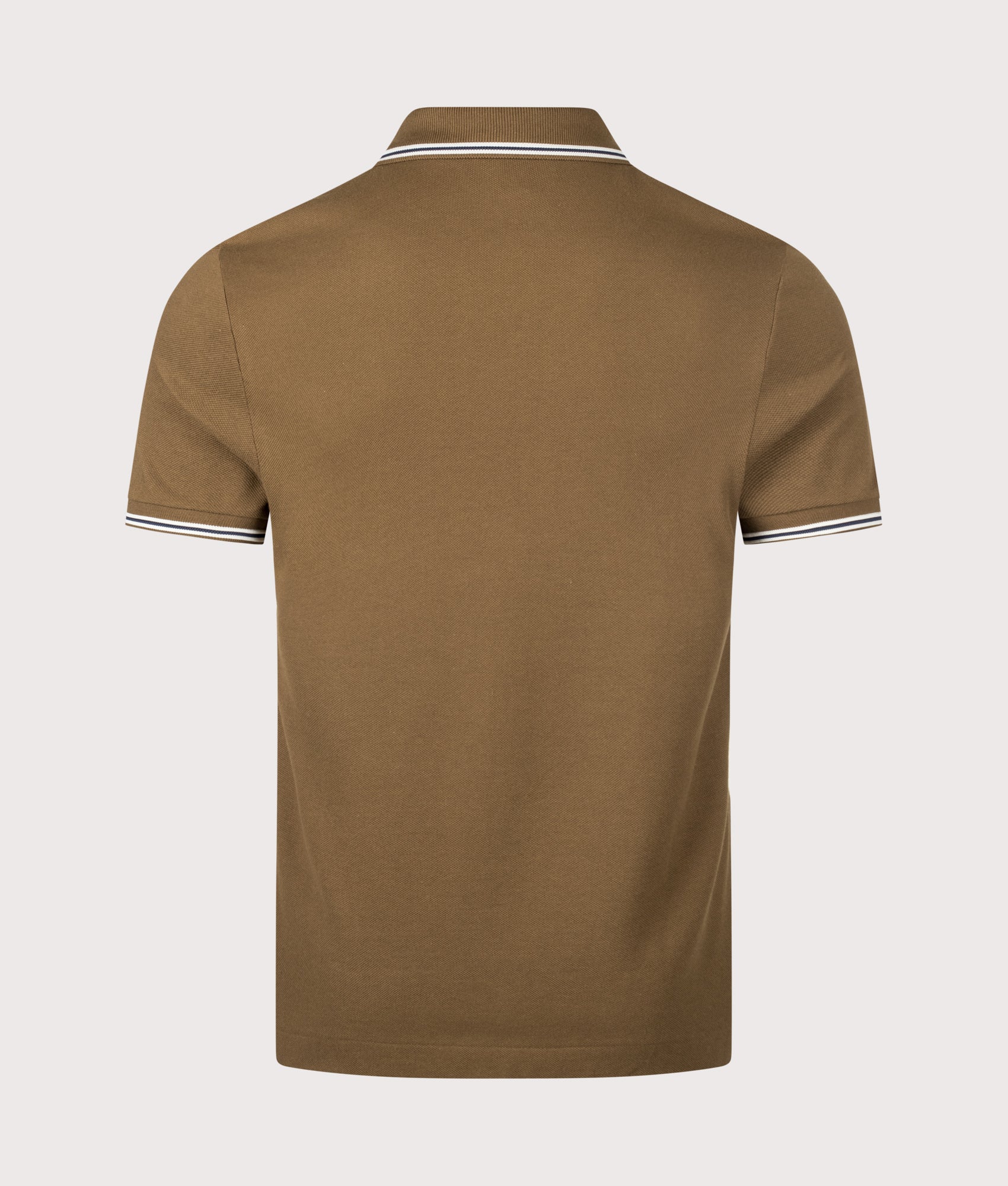 Lacoste Regular Fit Tipped Polo Shirt in Coffee Brown at EQVVS Menswear. Back shot.