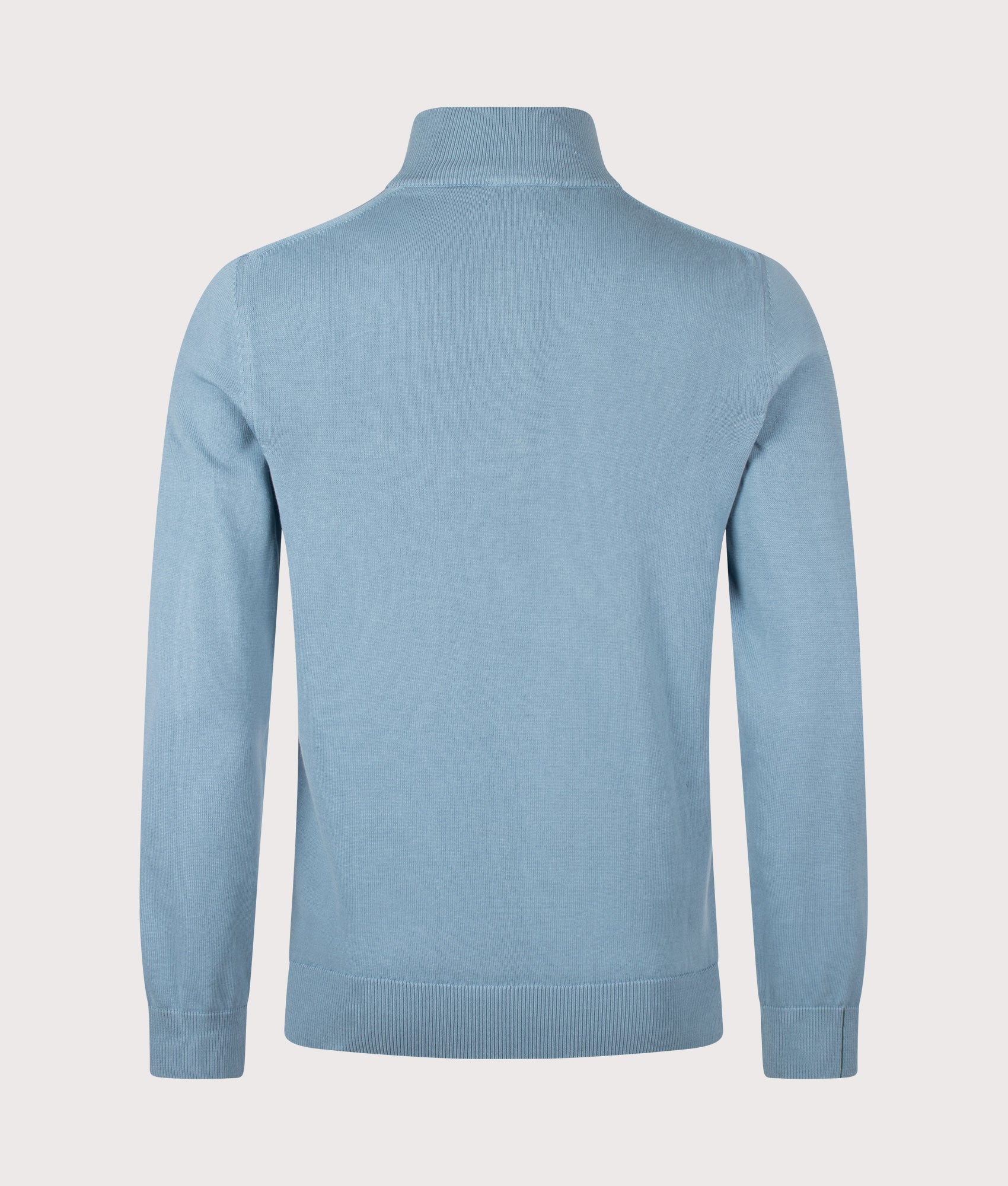 Lacoste Regular Fit Quarter Zip Knit Jumper in Aral at EQVVS Menswear. Back shot.