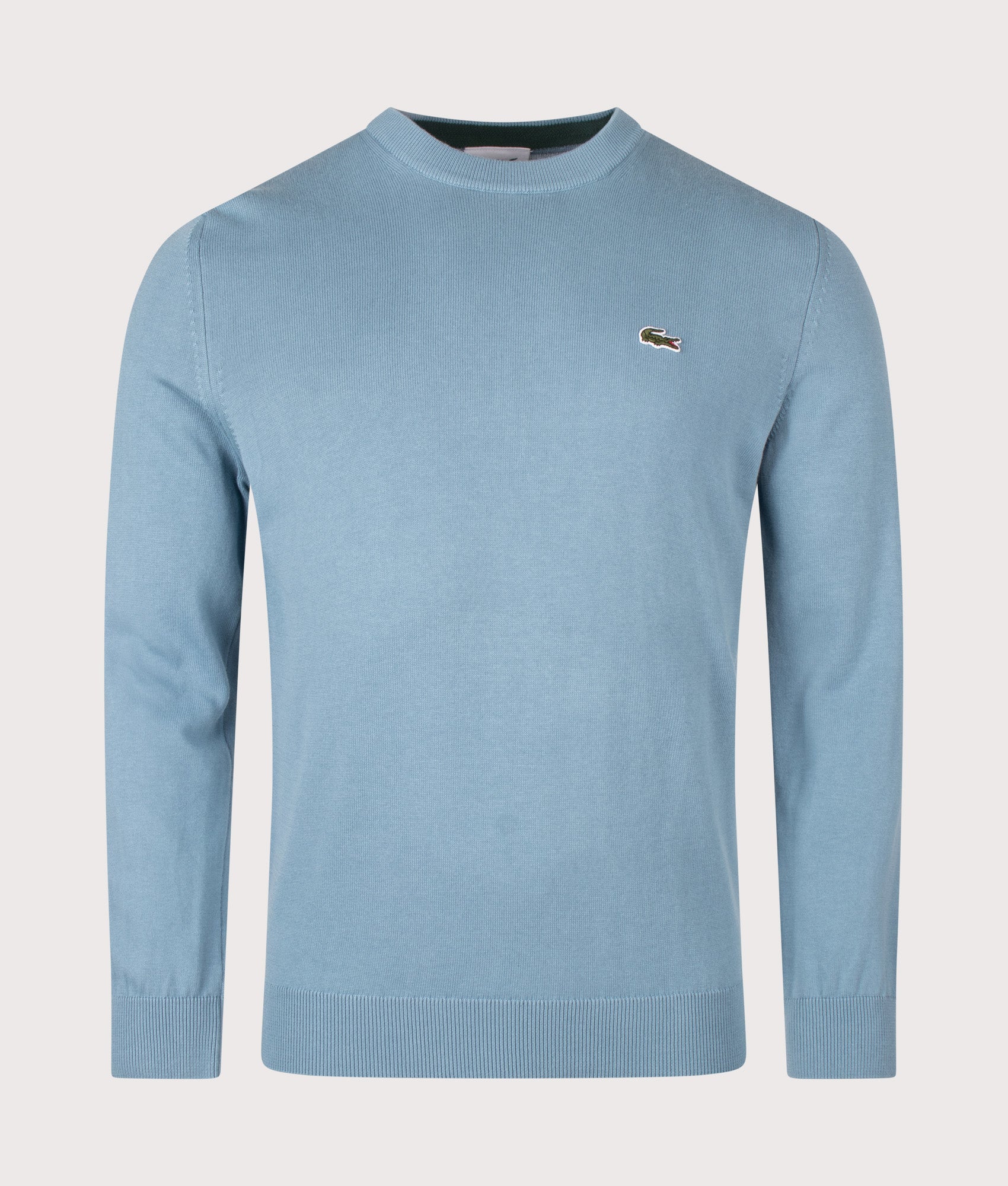 Lacoste Regular Fit Croc Logo Knitted Jumper in Aral at EQVVS Menswear. Front shot.