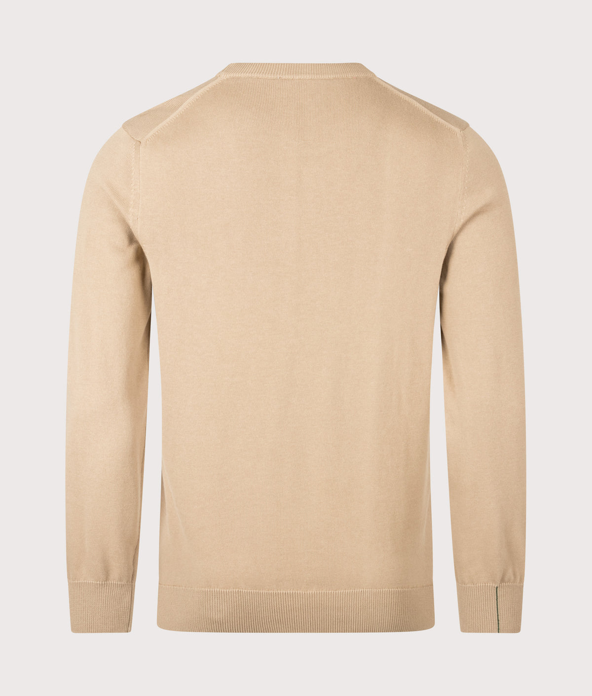 Lacoste Regular Fit Croc Logo Knitted Jumper in Cookie at EQVVS Menswear. Back shot.