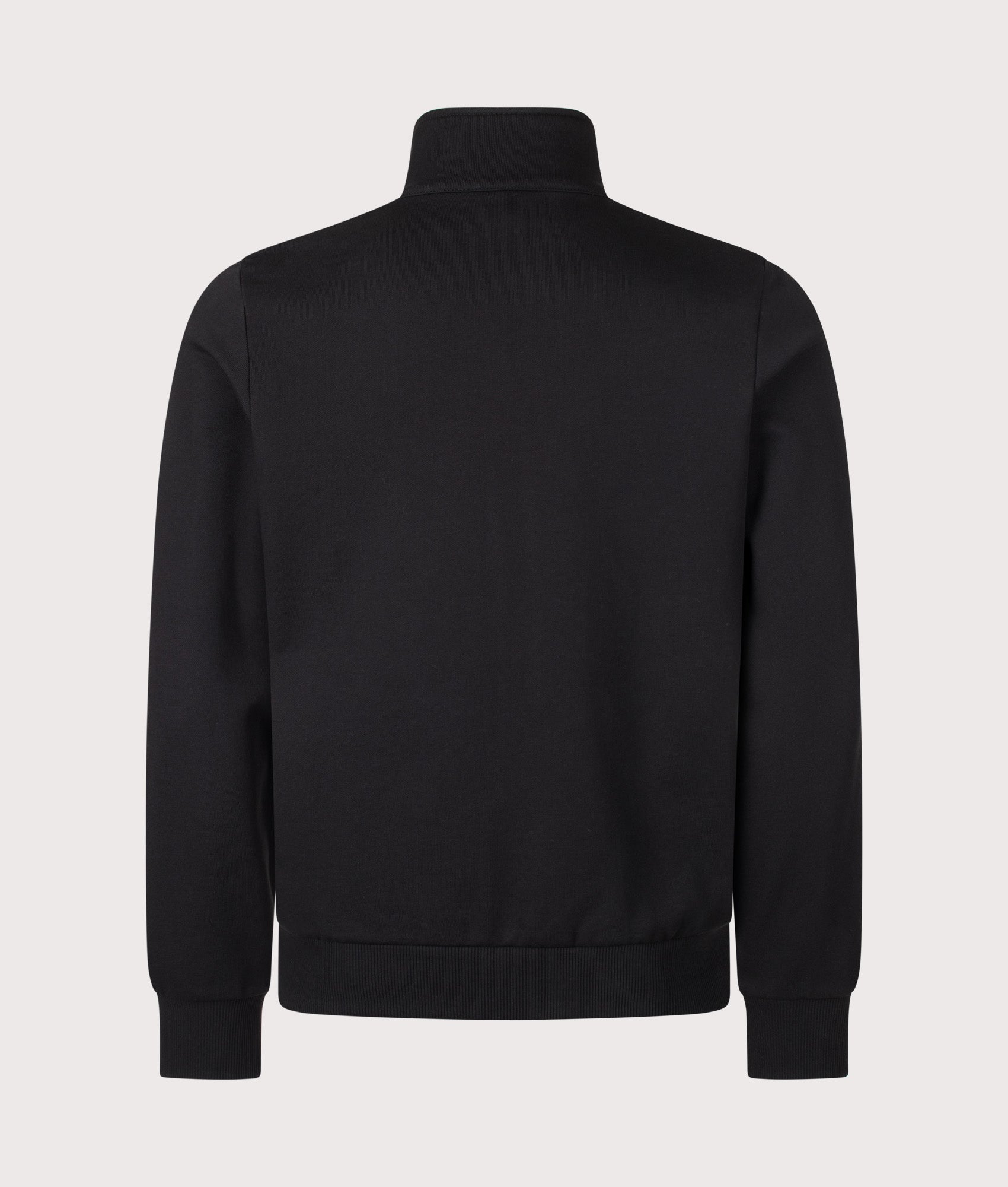 Lacoste Regular Fit Zip Through Sweatshirt in Black at EQVVS Menswear. Back shot.