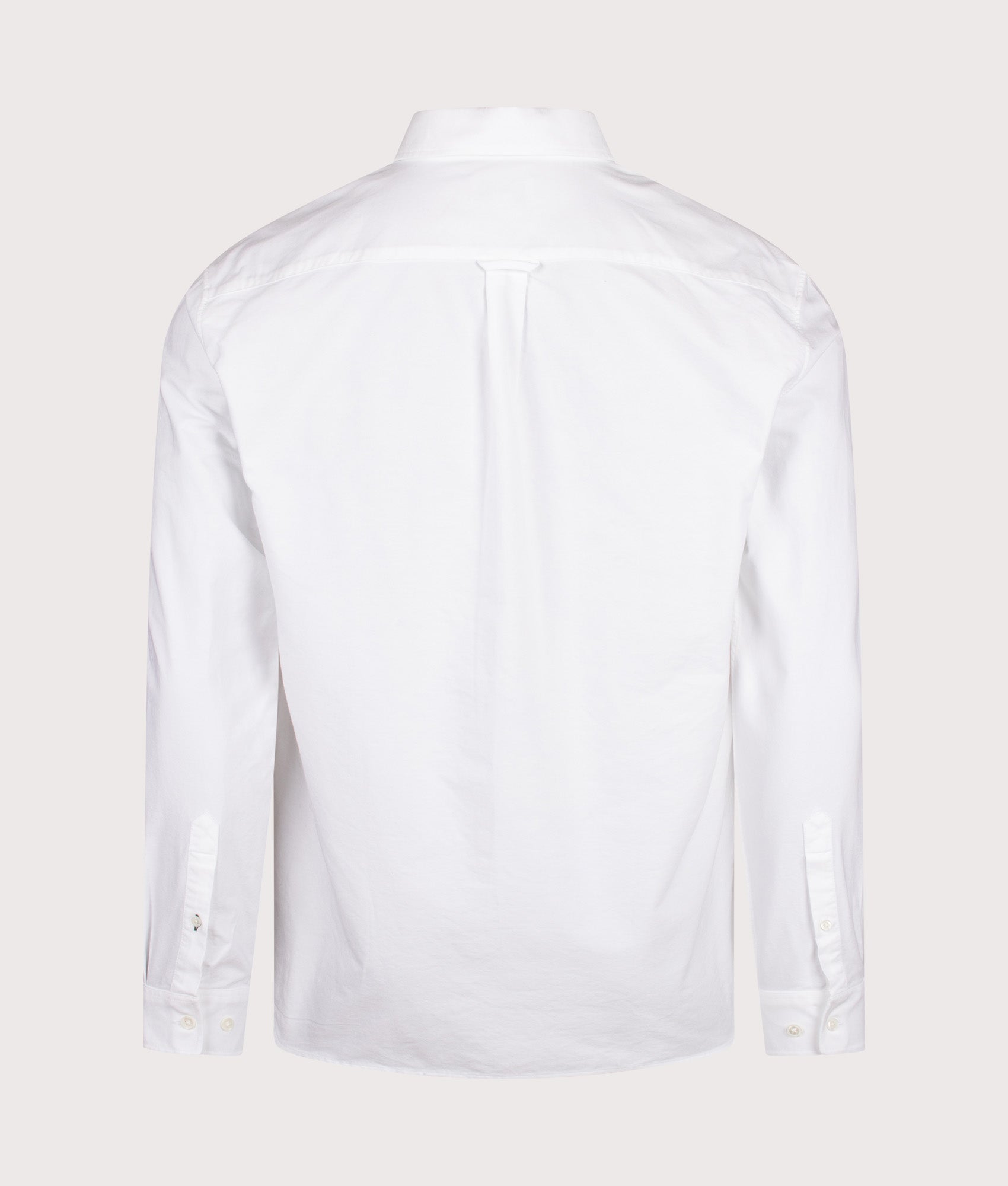 Lacoste Regular Fit Oxford Shirt in White at EQVVS Menswear. Back shot.