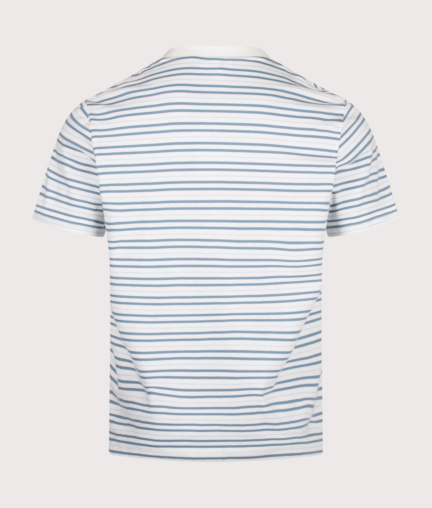 Lacoste Classic Fit Striped T-Shirt in Aral and Flour at EQVVS Menswear. Back shot.