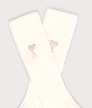 Ami De Coeur Plain Socks in Ecru. EQVVS Flat Detail Shot