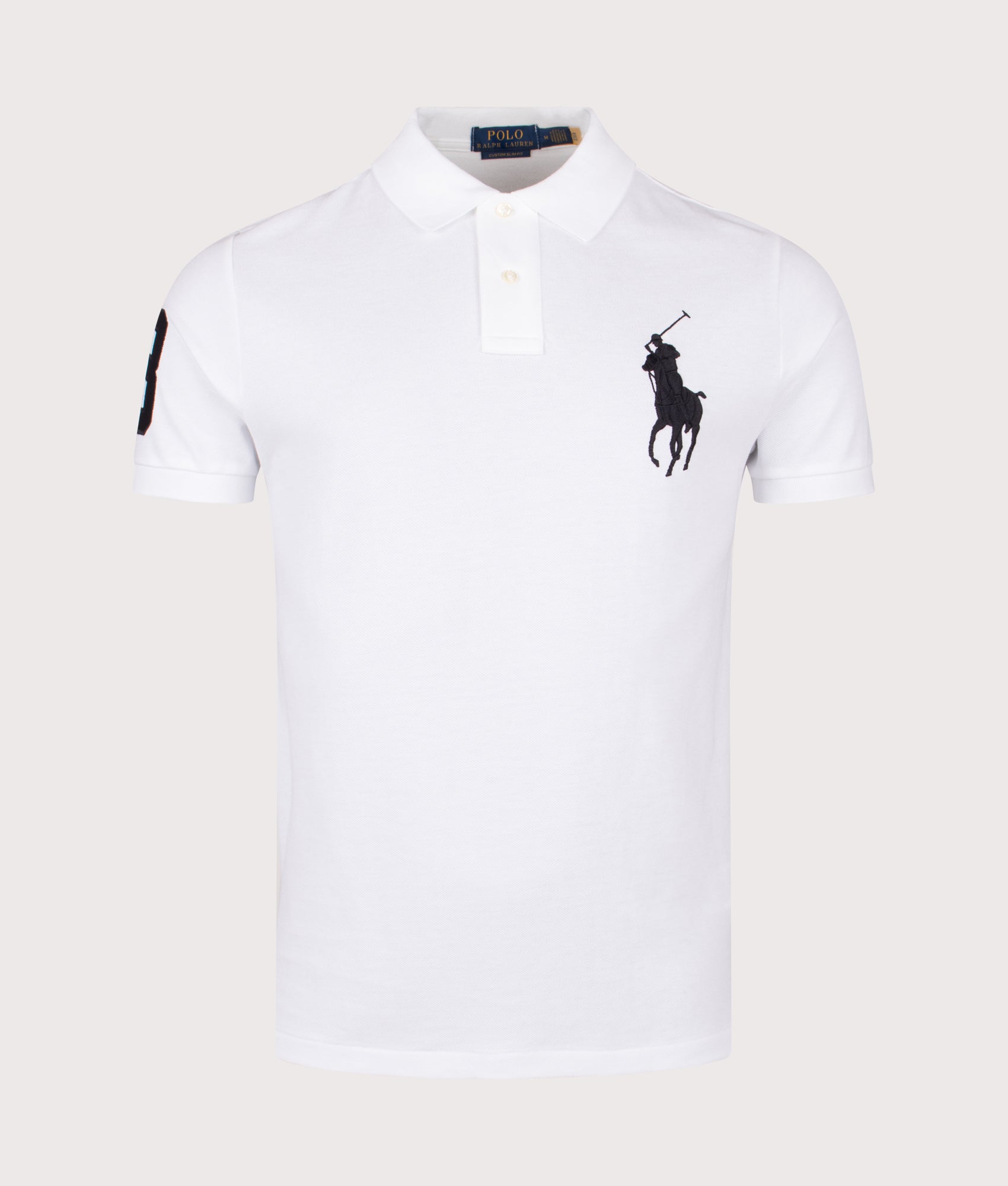 Custom Slim Fit Big Pony Mesh Polo Shirt in White | 100% Cotton | Polo Ralph Lauren | EQVVS | Front shot 