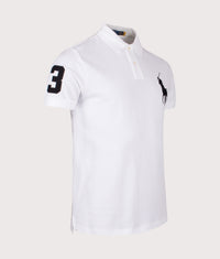 Custom Slim Fit Big Pony Mesh Polo Shirt: 003 White 