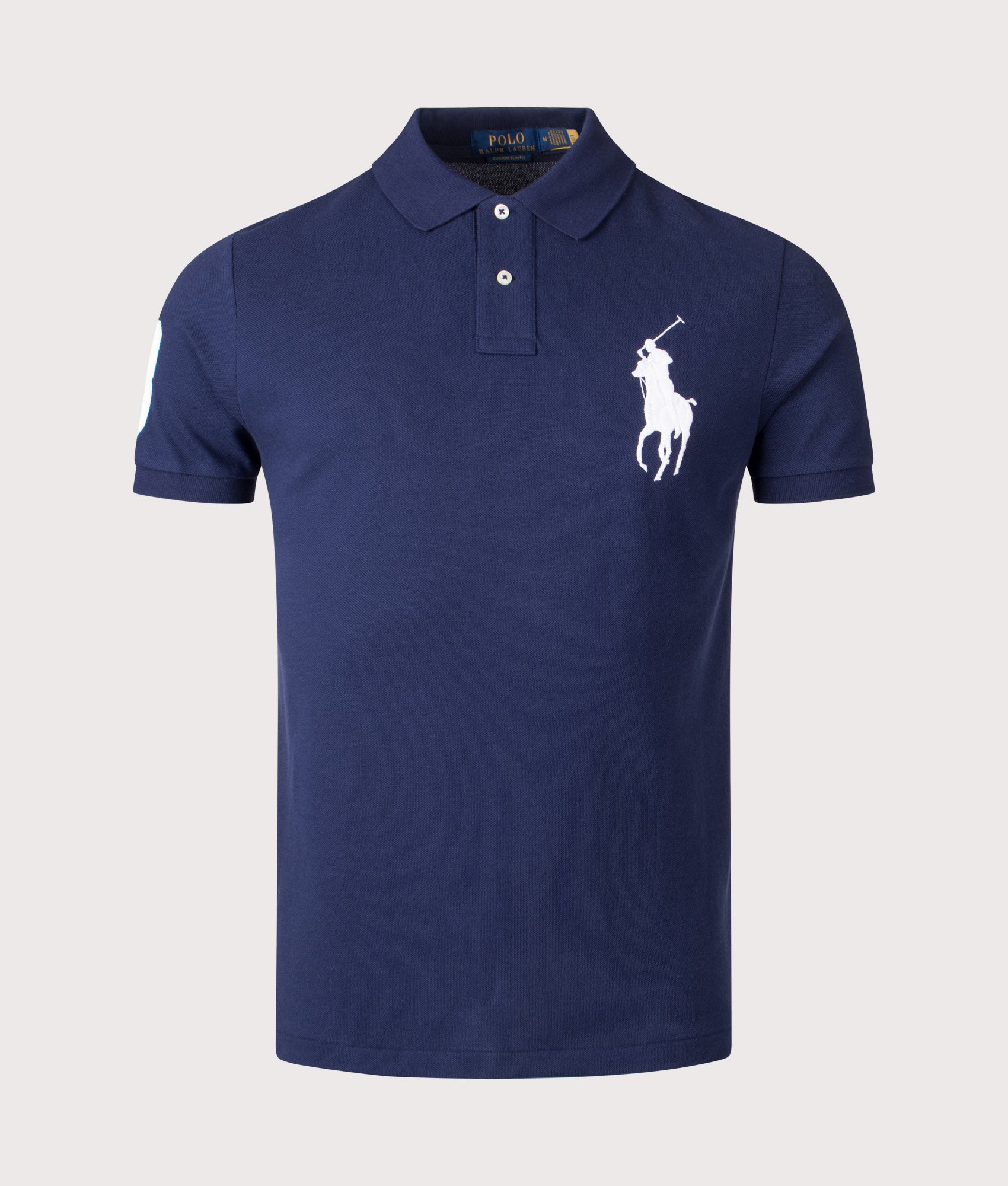 Custom Slim Fit Big Pony Mesh Polo Shirt in Newport Navy | 100% Cotton | Polo Ralph Lauren | EQVVS | Front shot 