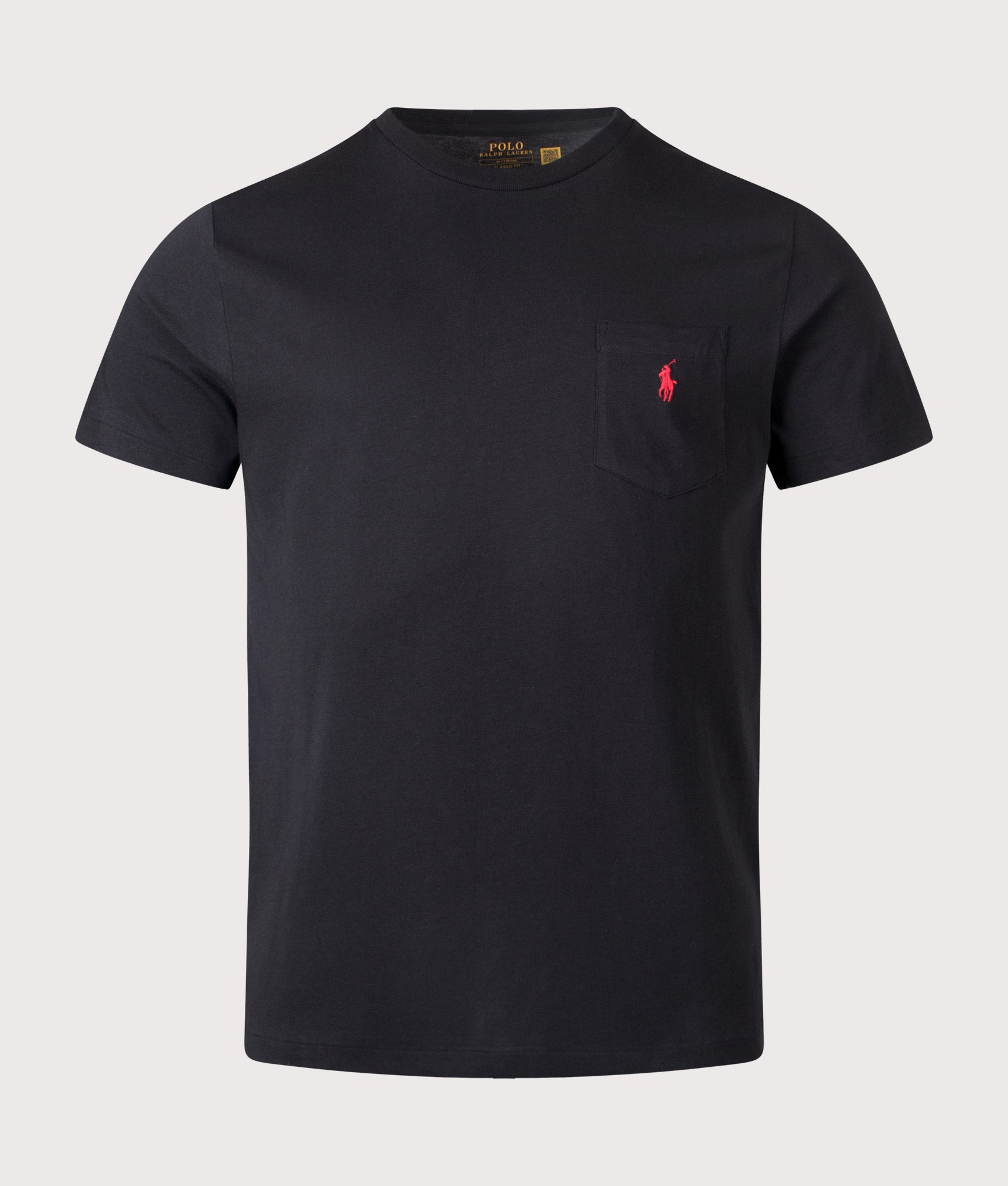 Polo Ralph Lauren Classic Fit Jersey Pocket T-Shirt in Black at EQVVS Menswear. Front shot.