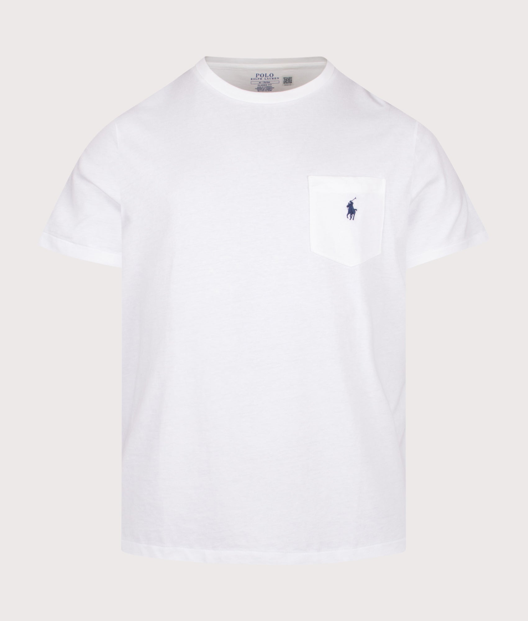 Polo Ralph Lauren Classic Fit Jersey Pocket Shirt in White at EQVVS Menswear. Front shot.