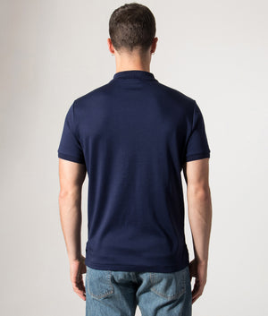 Polo Ralph Lauren Custom Slim Fit Interlock Polo Shirt in French Navy at EQVVS Menswear. Model Back Shot. 