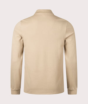 Long Sleeve Croc Logo Polo Shirt in Viennese by Lacoste. EQVVS Back Angle Shot.