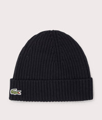 Ribbed Wool Beanie: 031 Black 