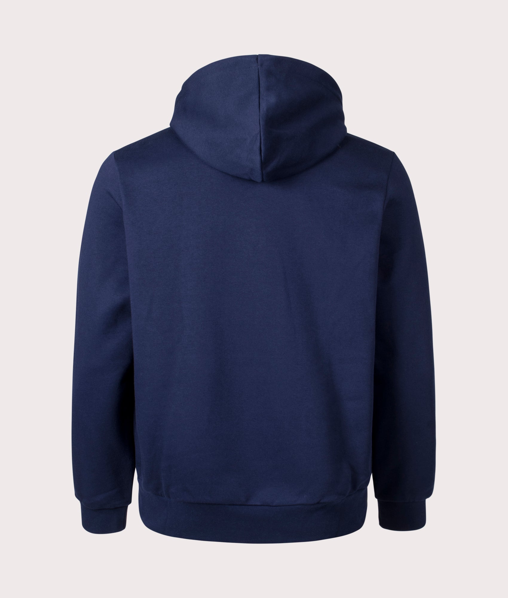 Lacoste Brushed Fleece Hoodie Navy in Navy Blue at EQVVS Menswear. Back shot.