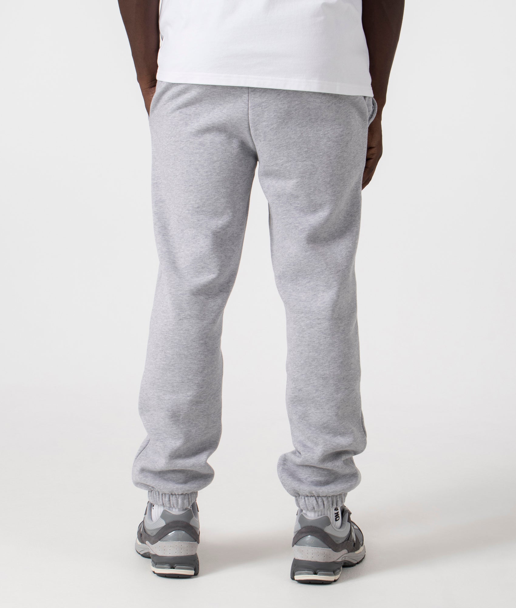 Lacoste Brushed Fleece Joggers in Silver Chine. Shot at EQVVS.  Reverse shot. 