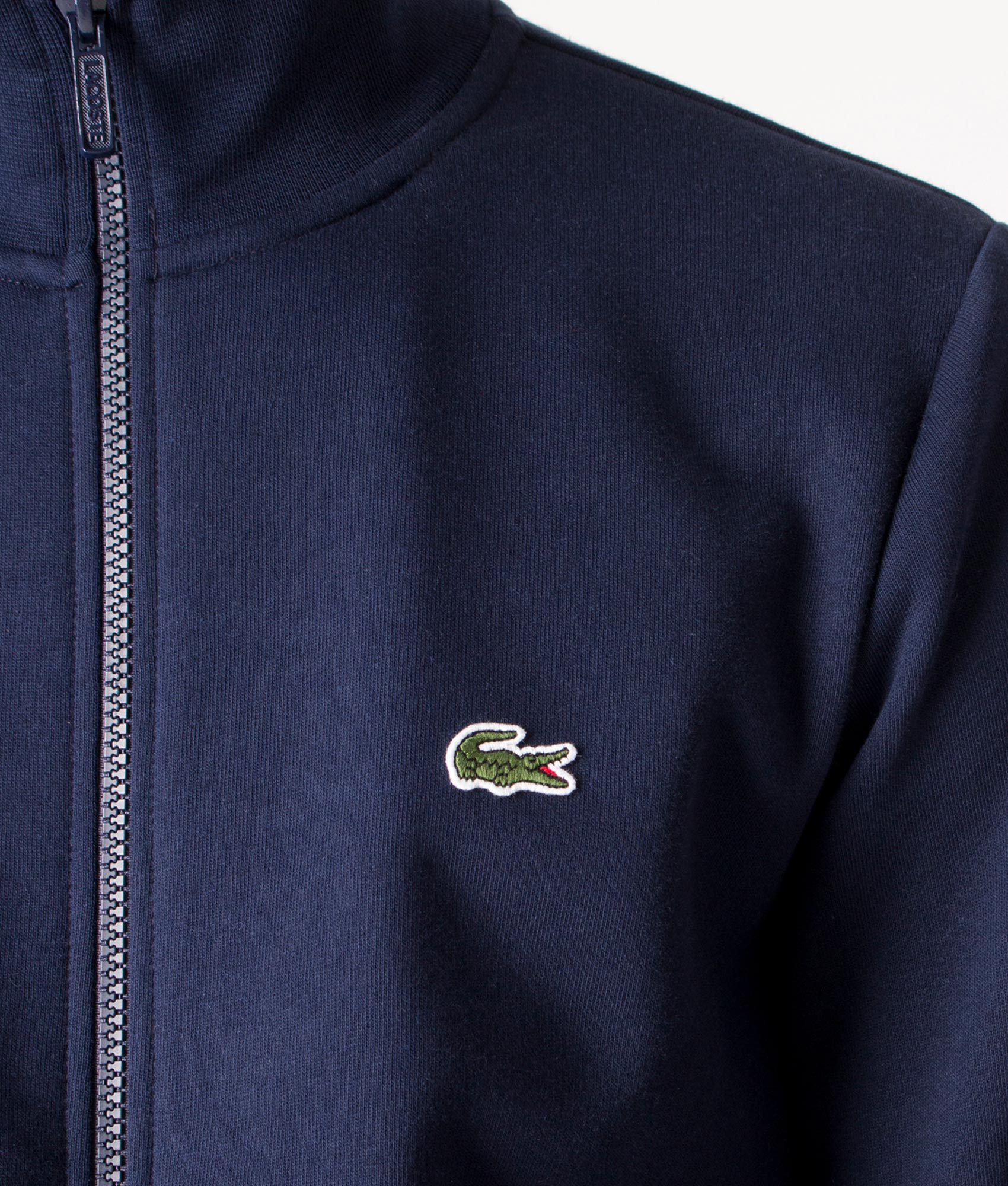Brushed Fleece Track Top in Navy | Lacoste | EQVVS | Front detail shot