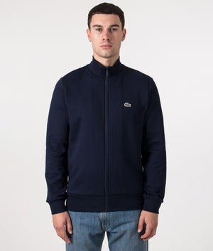Brushed Fleece Track Top in Navy | Lacoste | EQVVS | Front model shot 