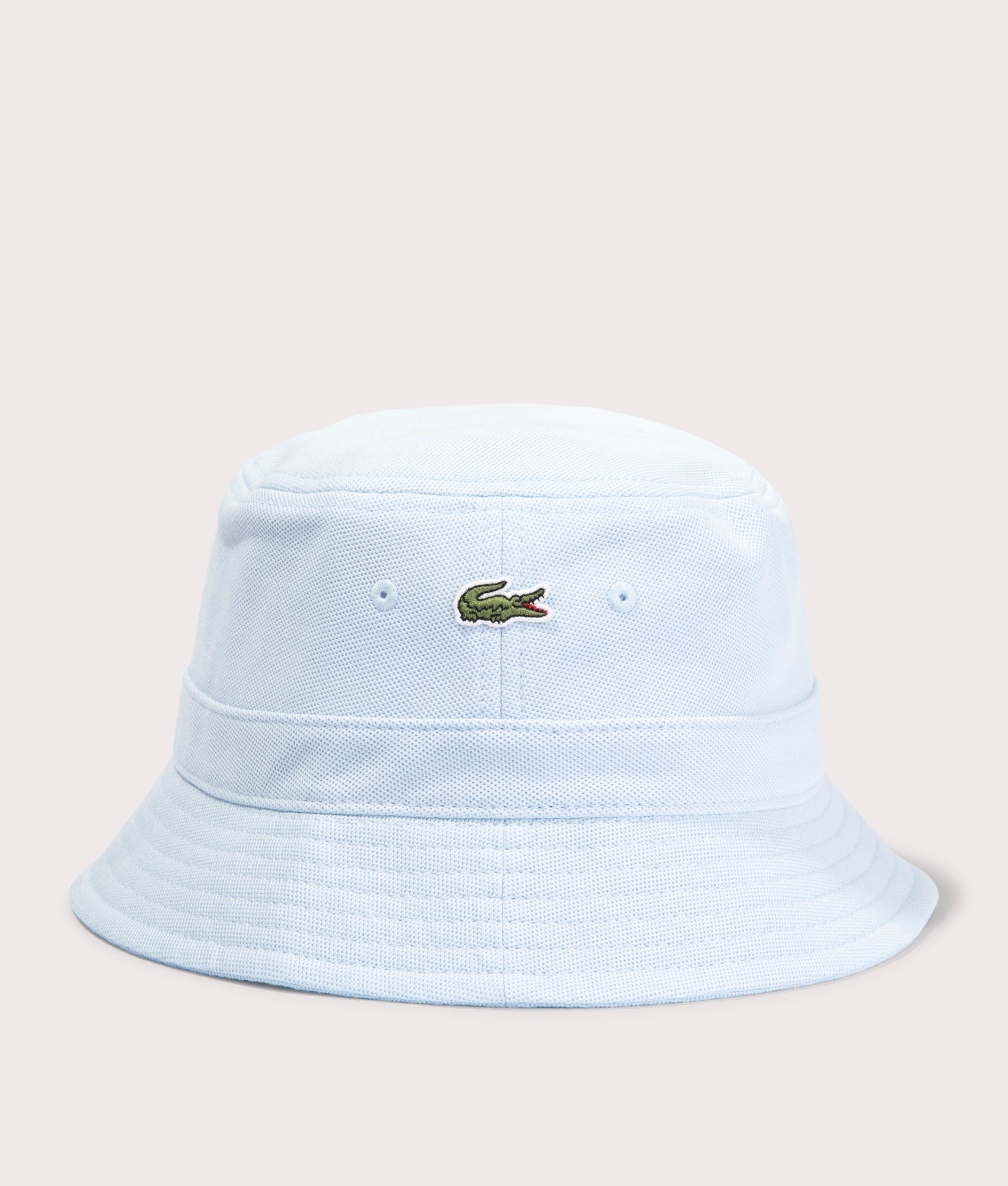 Lacoste Piqué Bucket Hat in Rill  blue t EQVVS. Front shot.