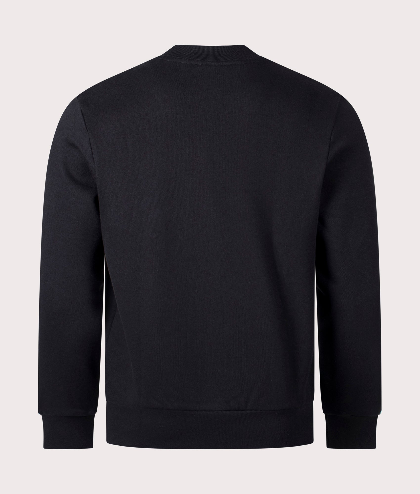 Lacoste Relaxed Fit Brushed Cotton Sweatshirt in Black at EQVVS Menswear. Back shot.