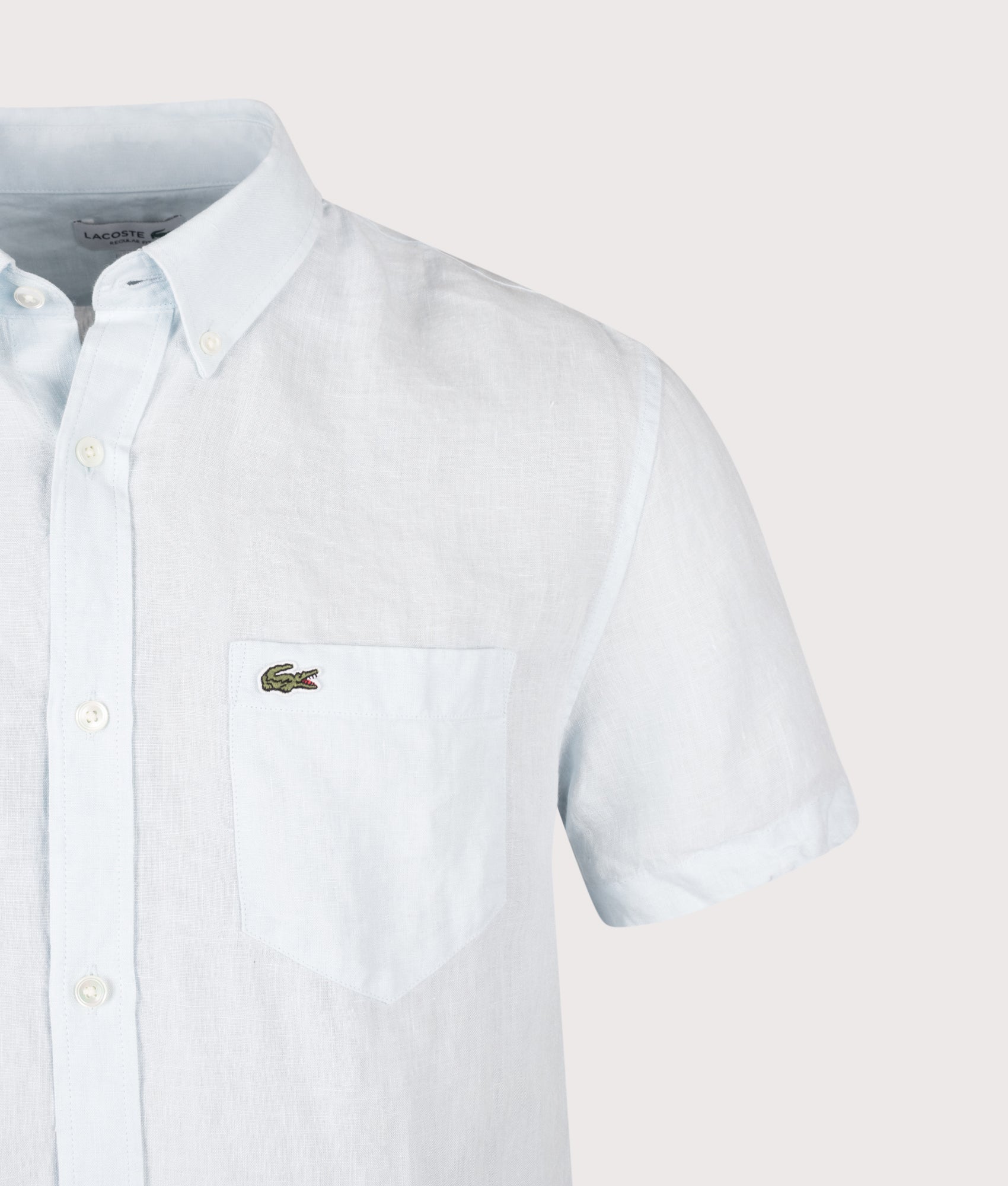 Short Sleeve Linen Shirt in Rill by  Lacoste. Shot by EQVVS. Detail shot.